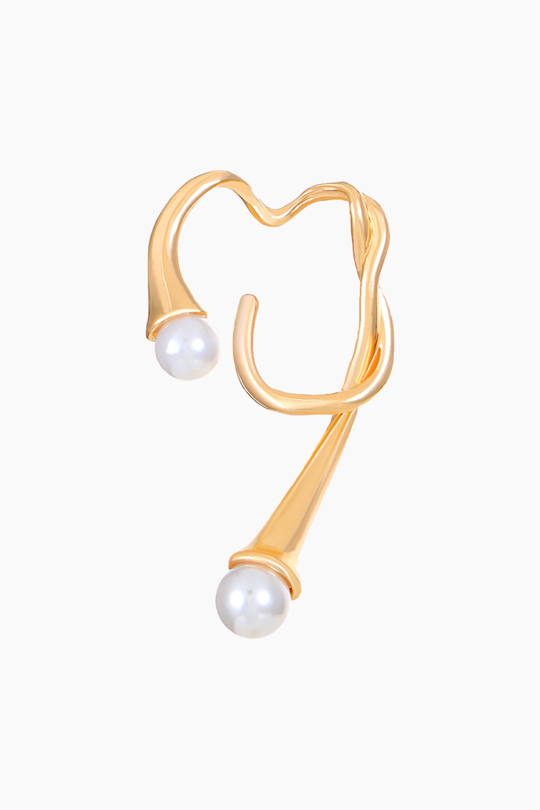 Women’s Sculpted Gold Pearl Drop Earrings – Elegant Fluid Silhouette