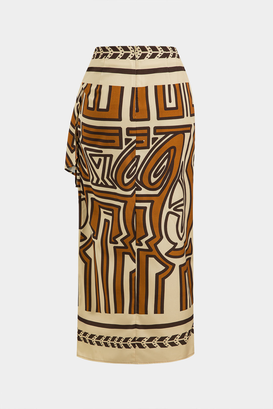 Abstract Geometric Bohemian Print Ruffles Tie Twist Twist Knot Zipper Closure