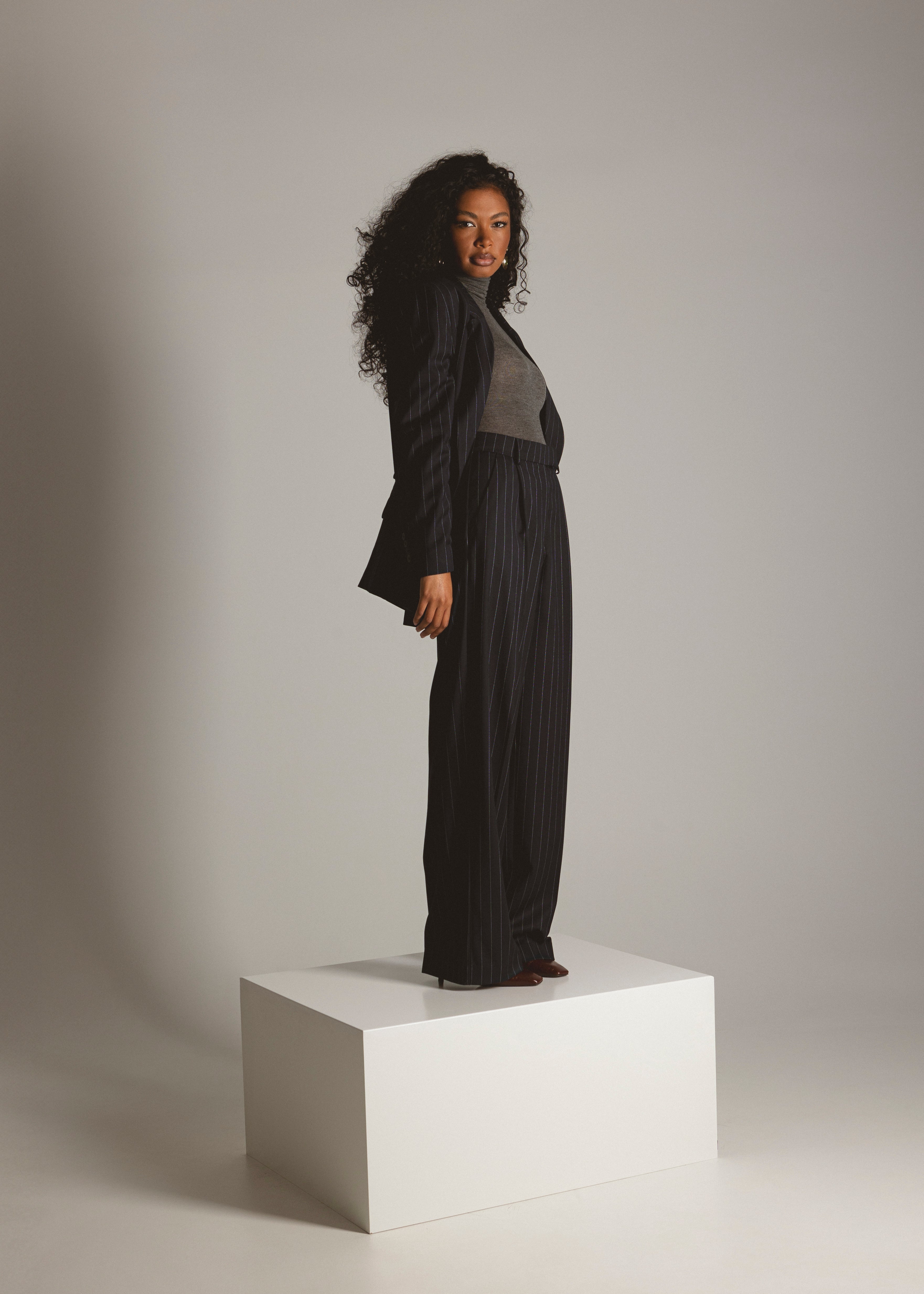 Jagger Pinstripe Double-Breasted Blazer