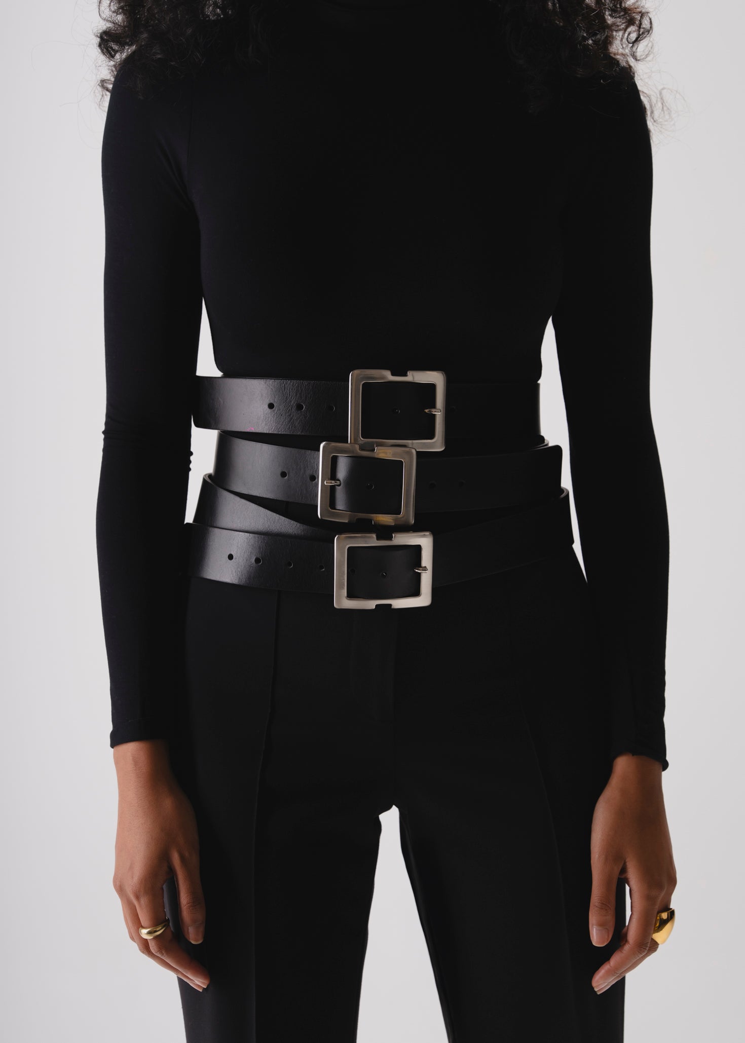 Frost Leather Belt With Silver Buckle