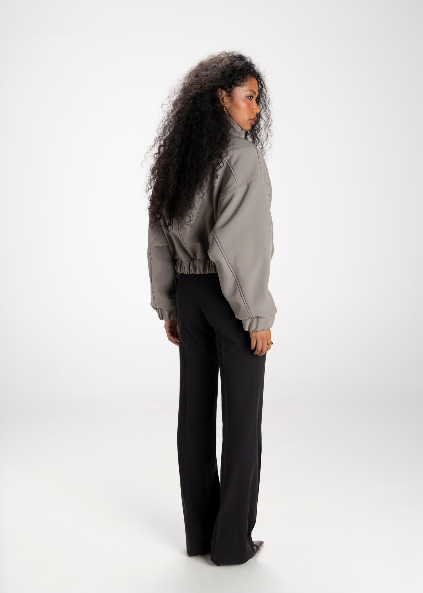 Arctic High Neck Oversized Bomber Jacket - Sage Green