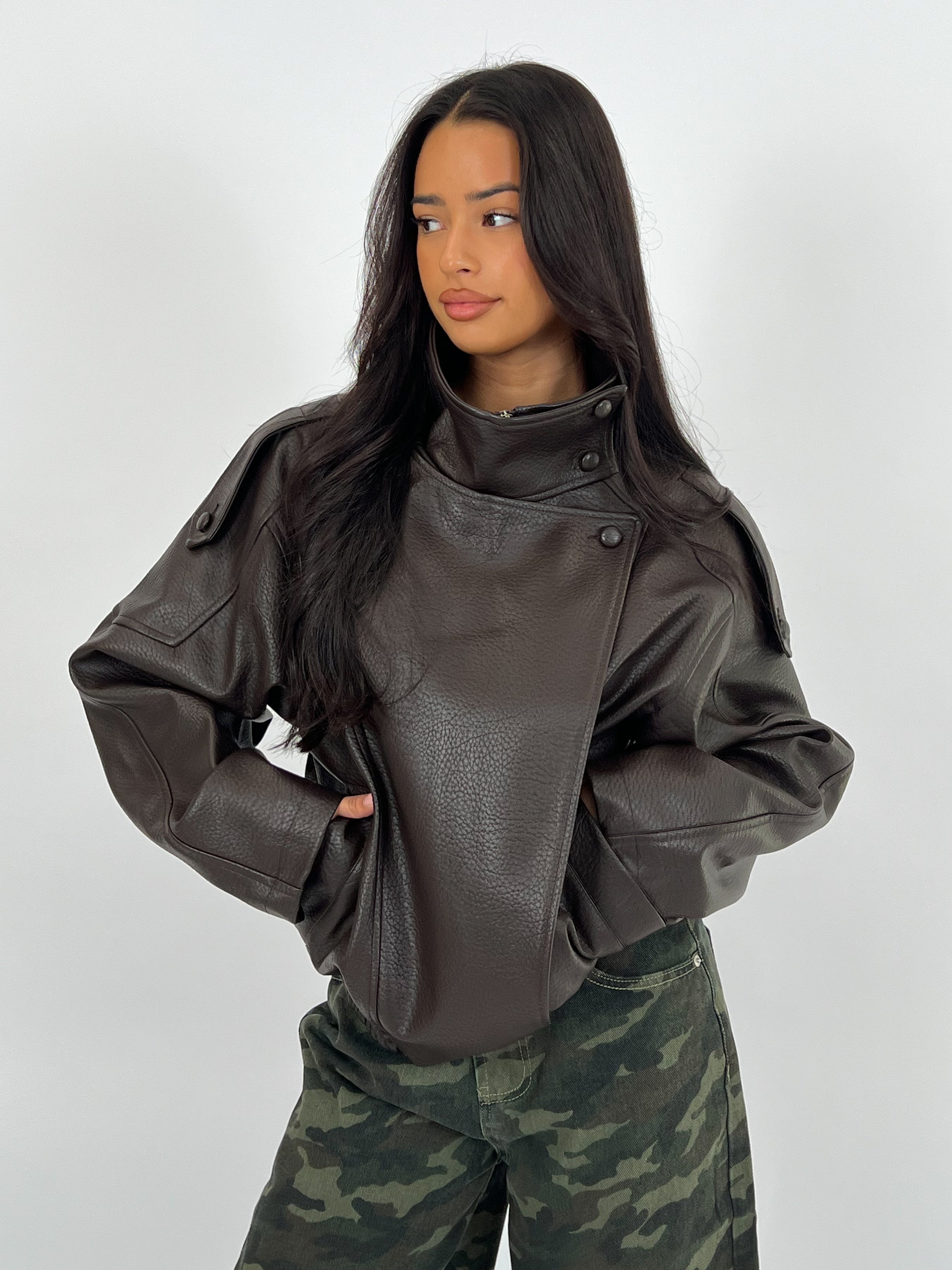 LAURENT CHOCO LEATHER JACKET PRE-ORDER