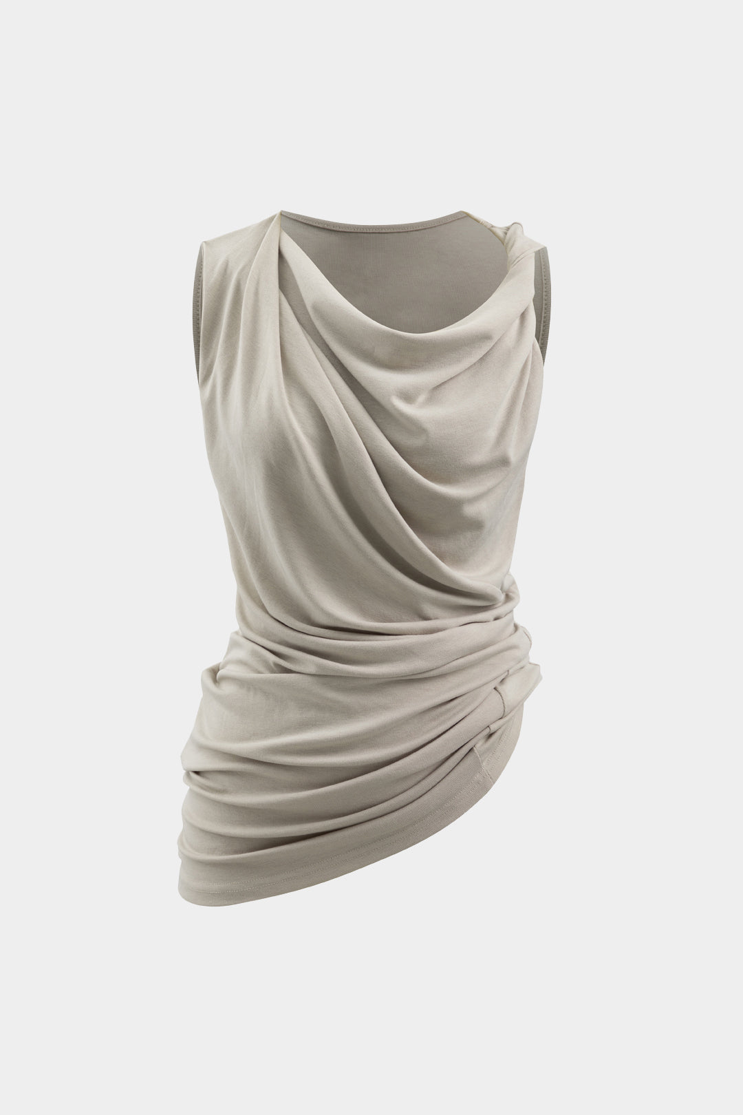 Asymmetric cal neck ruffle tank top 