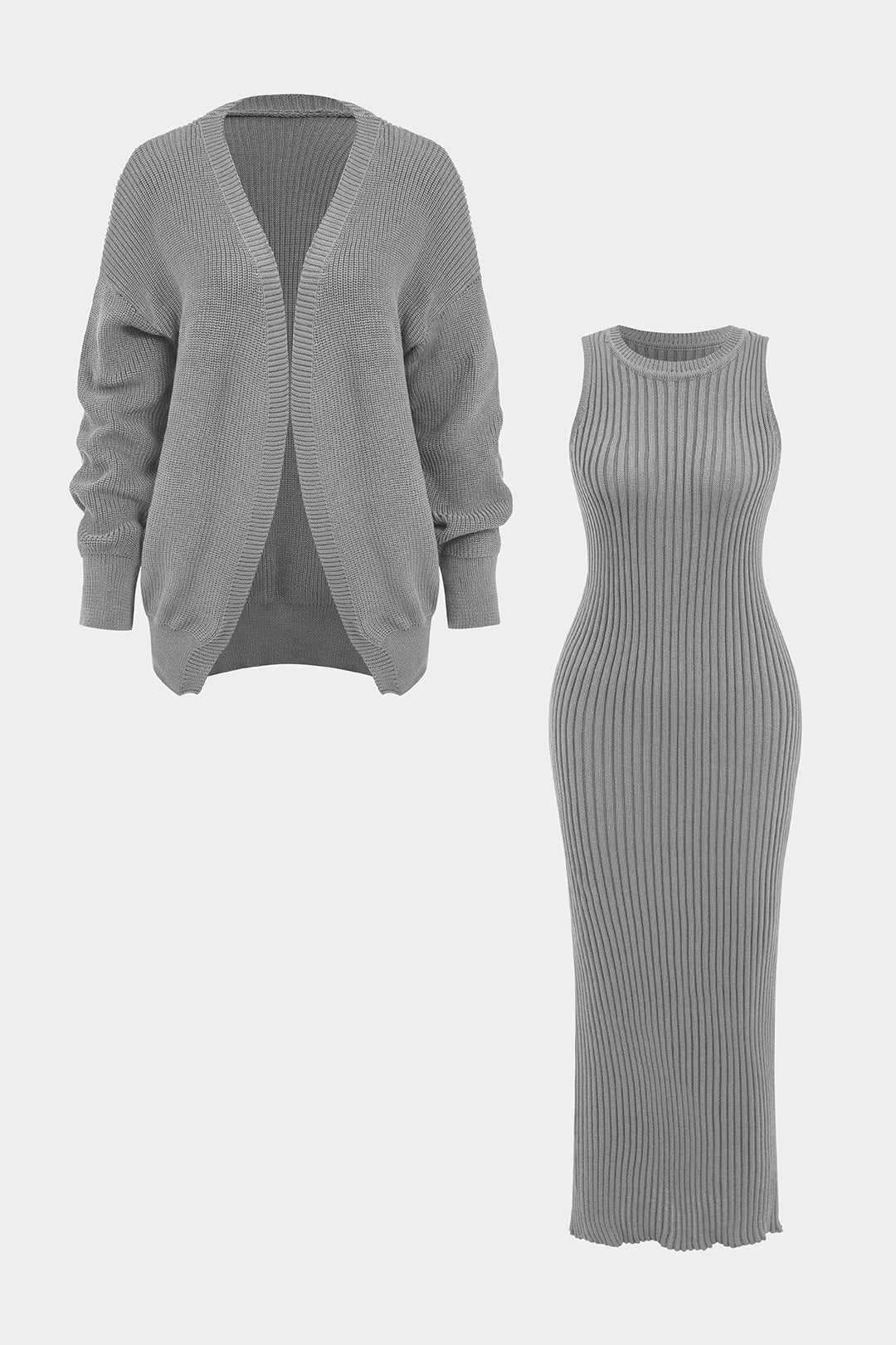 Ribbed knitwear and cardigan set 