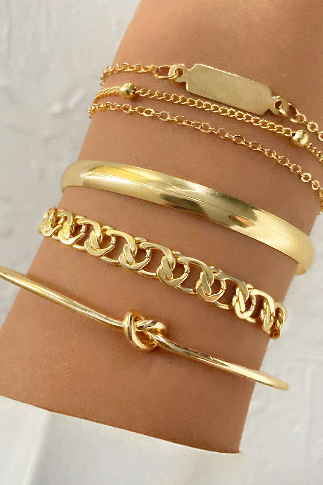 4-PCS metal chain bracelet set 