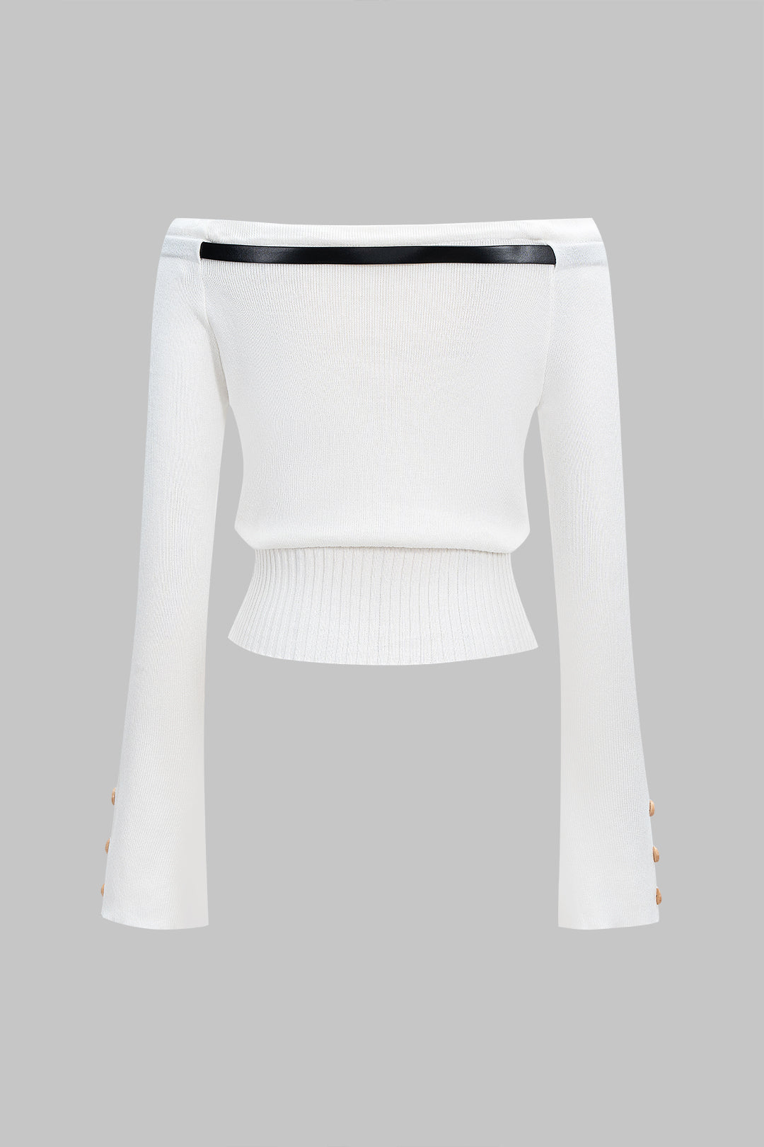 Belted Off Shoulder Cut Out Long-Sleeve Top 