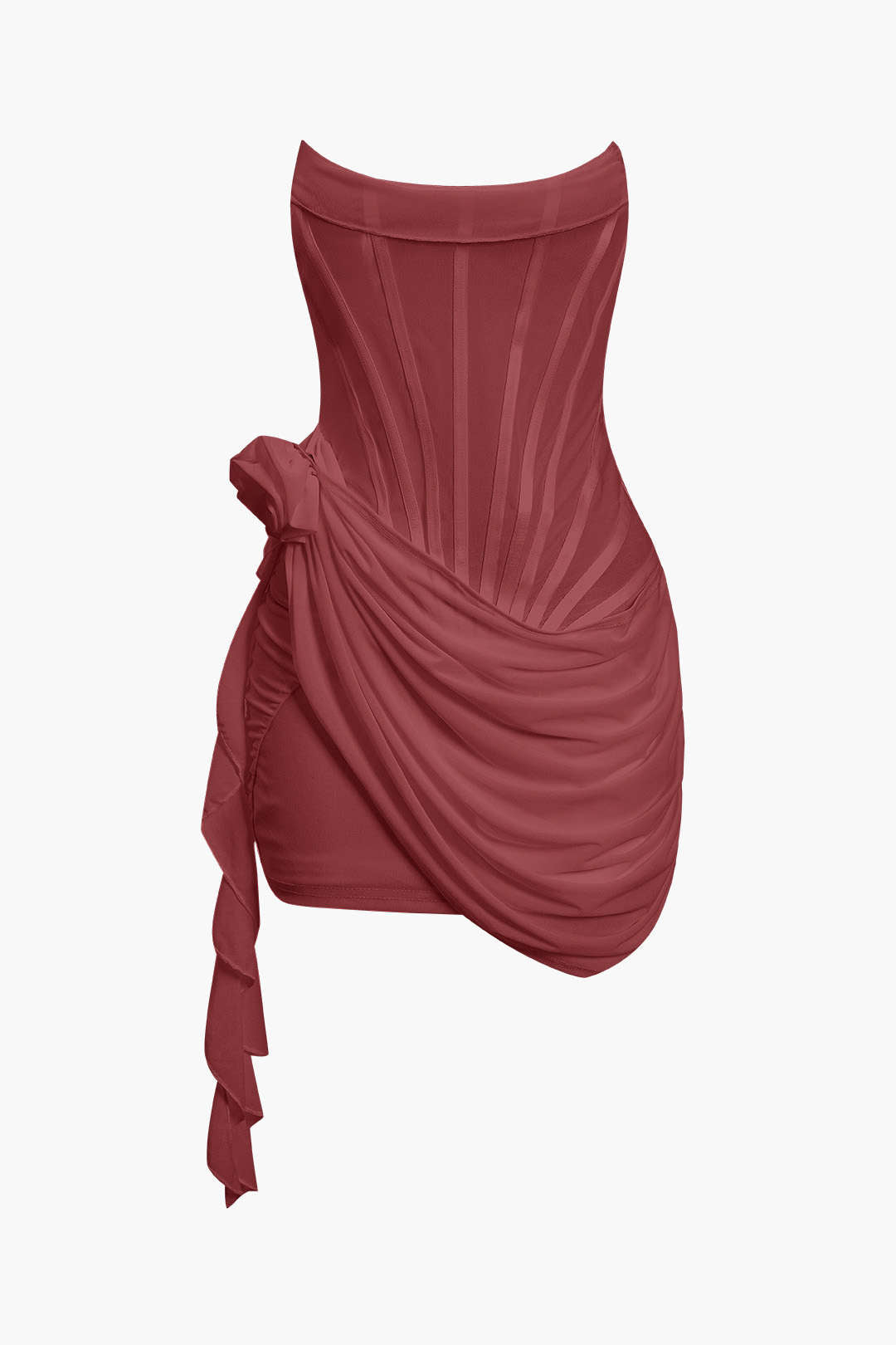 3D floral ruffle corset mini dress 