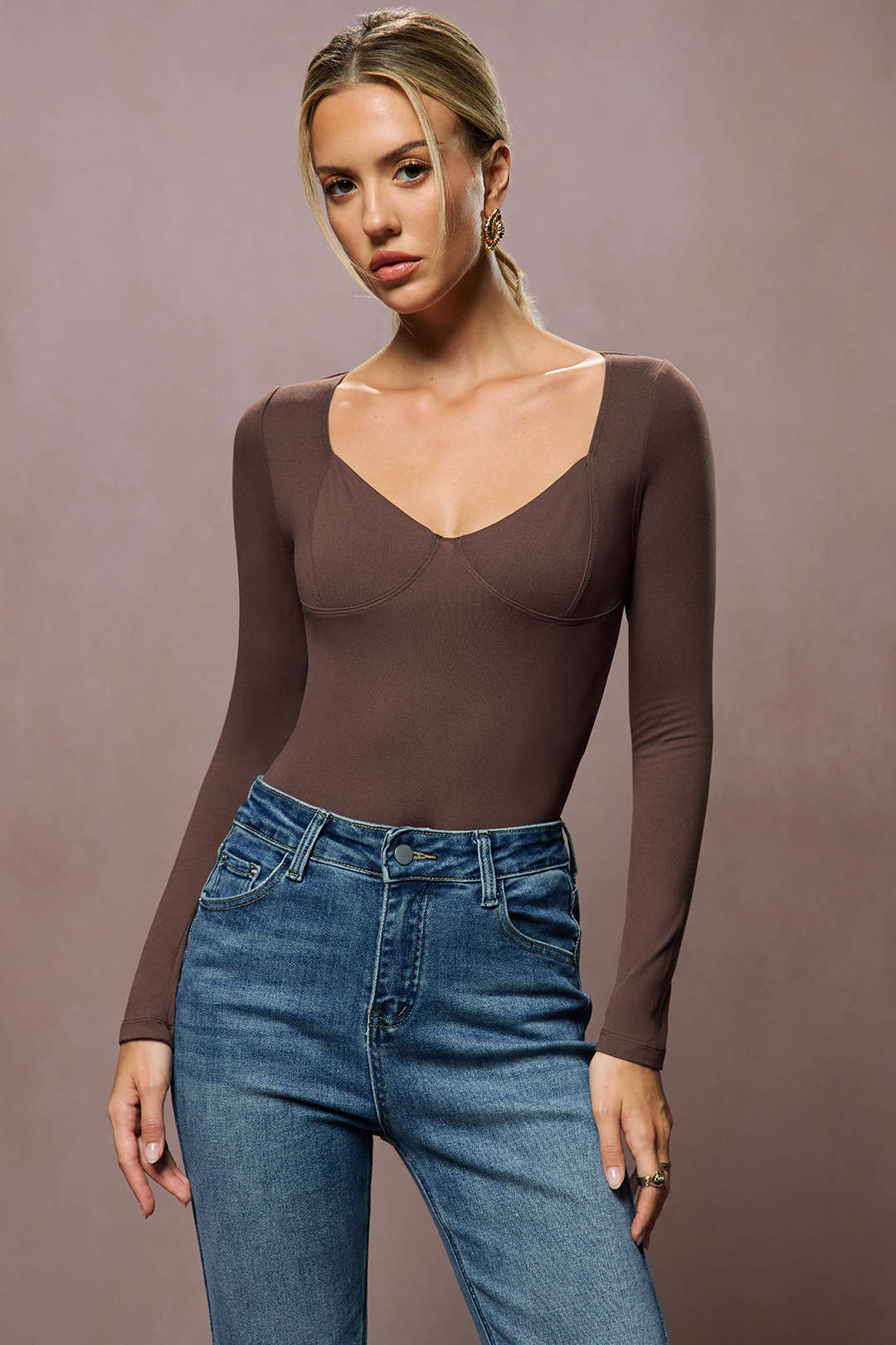 Basic Solid Long-Sleeve Top 