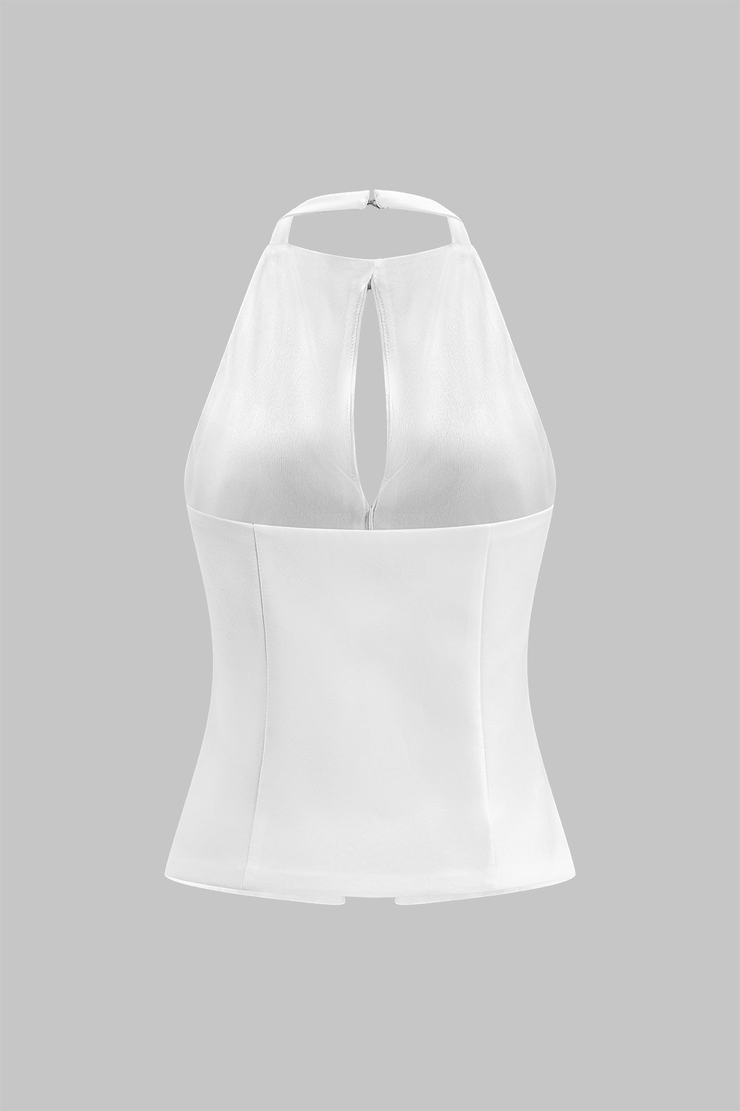 Bow pleated cut-out backless tank top 