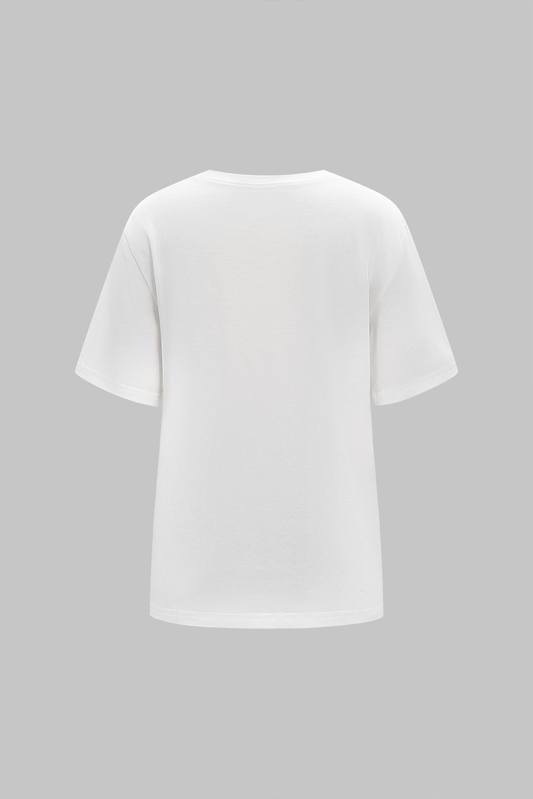 3D Floral Round Neck Short Sleeve T-Shirt 