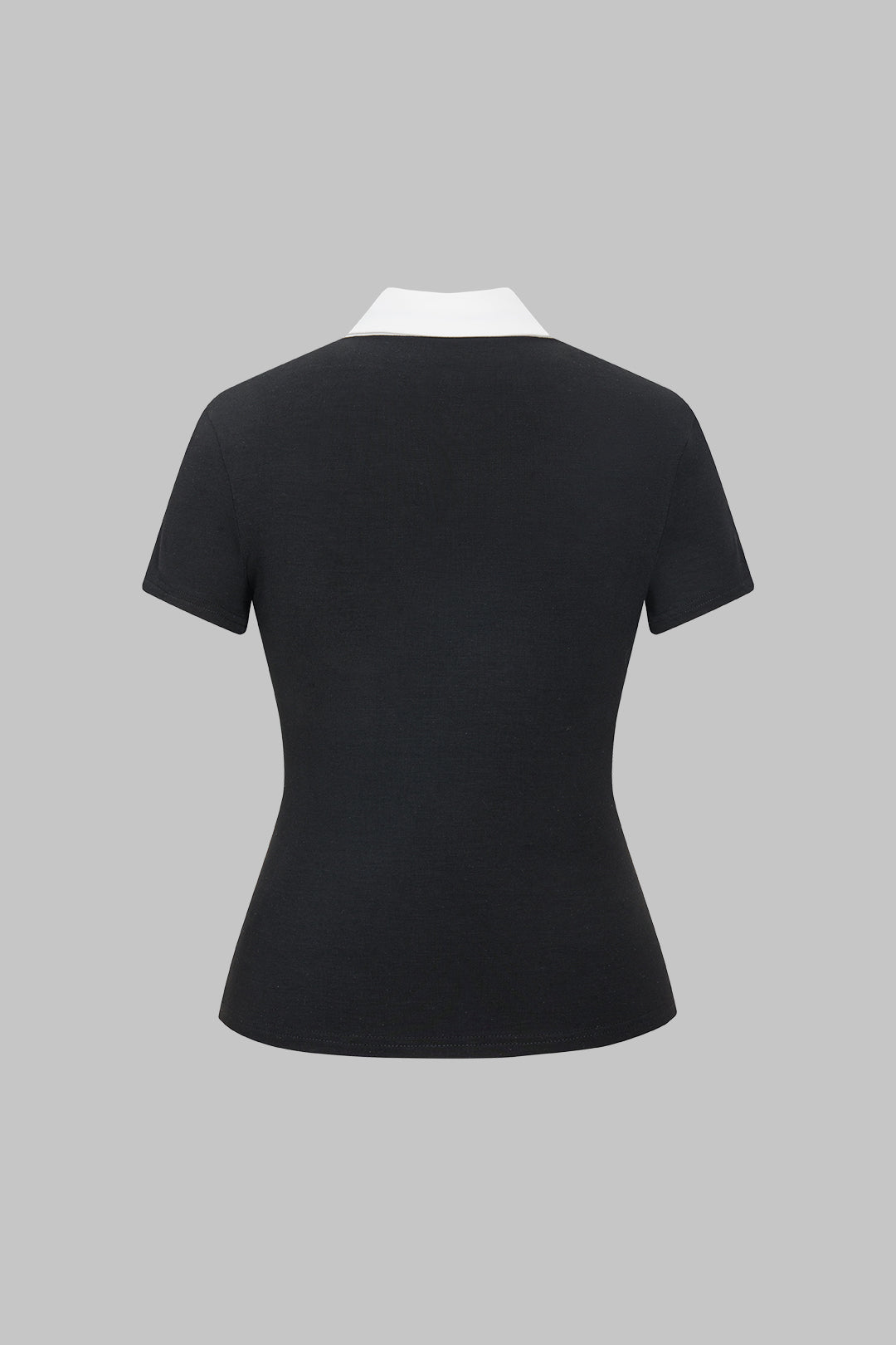 Basic Contrast Collar Short Sleeve T-Shirt 