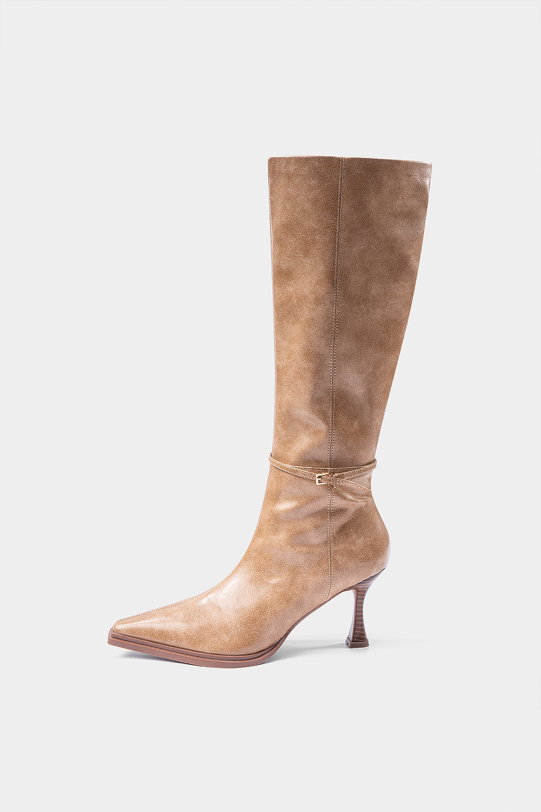 Belted Square Toe Knee High Boots 