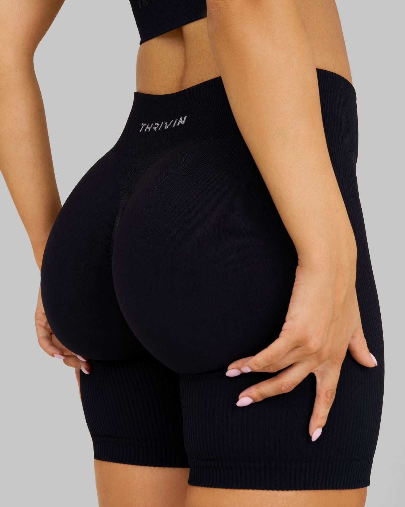 Elevate Ribbed Contour Shorts | Night Black