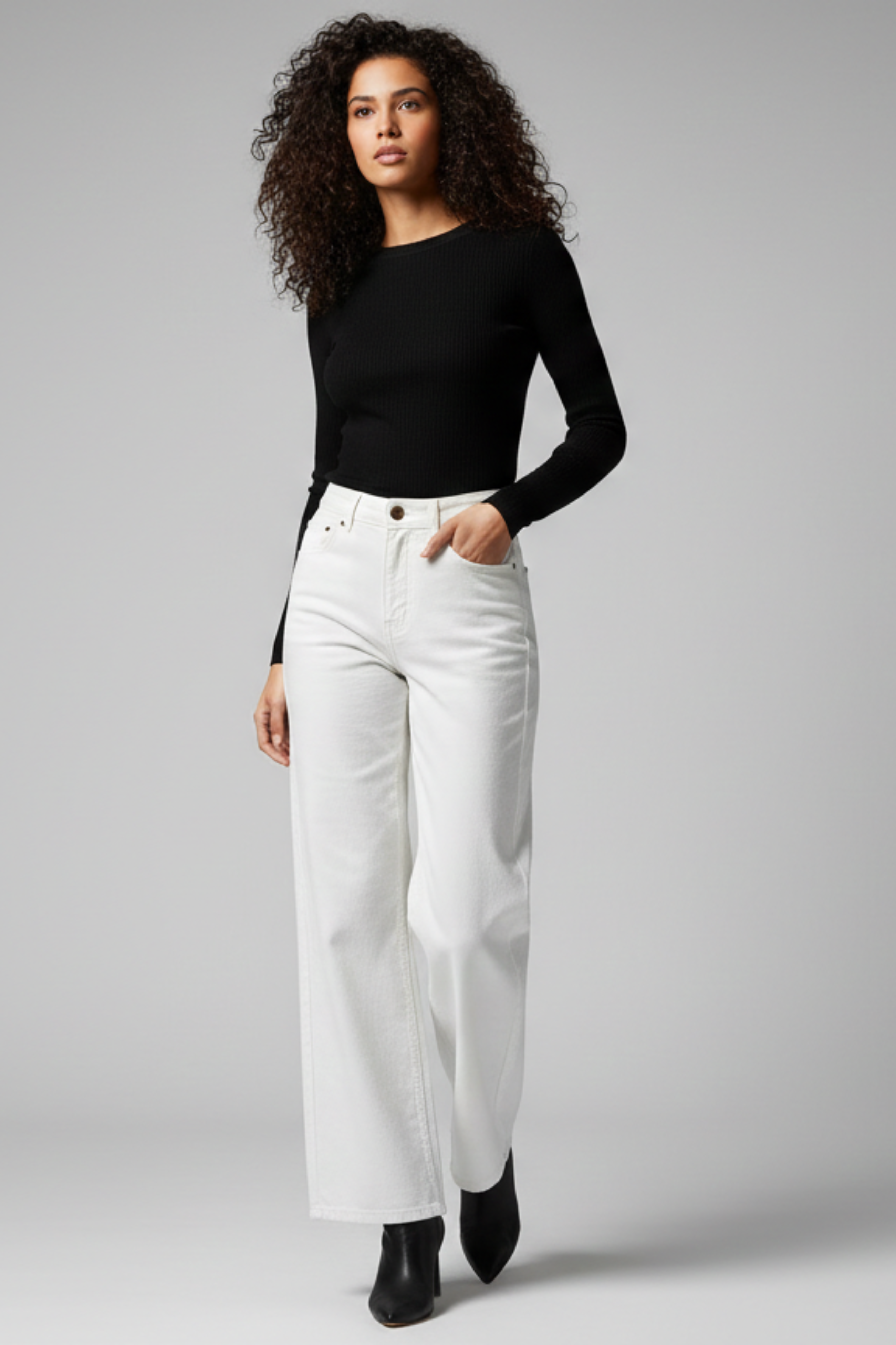 Elevated White Velvet Wide-Leg Pants