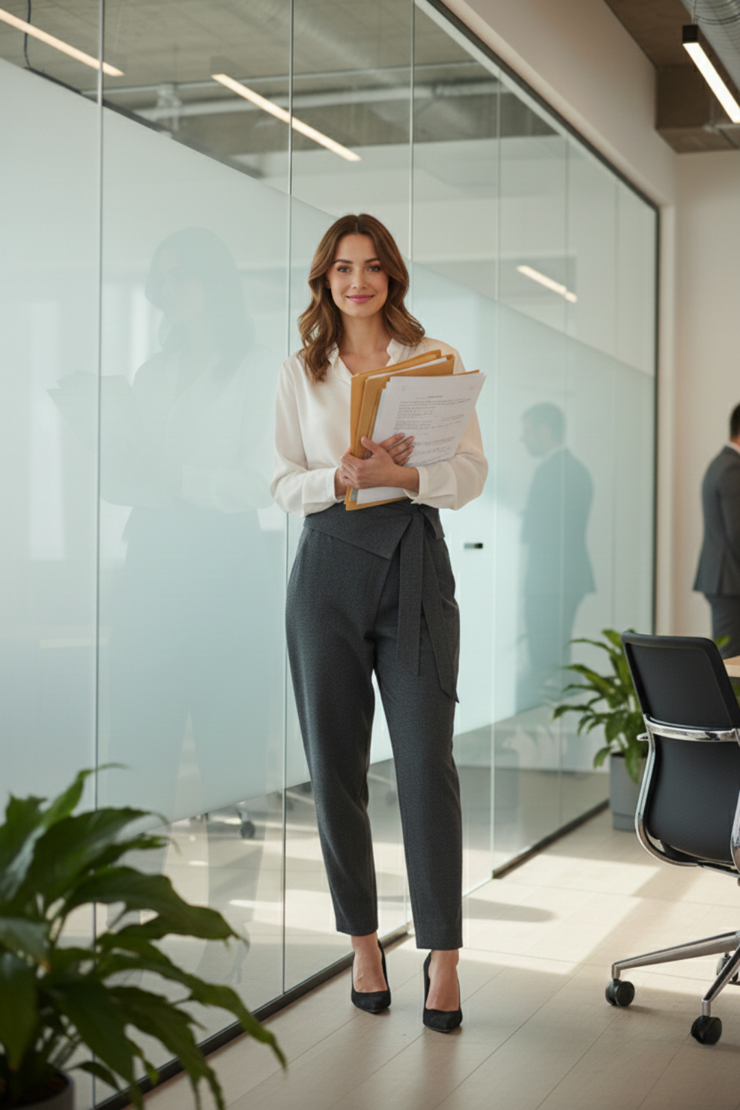 Asymmetrical Tie-Up High Waist Pants 