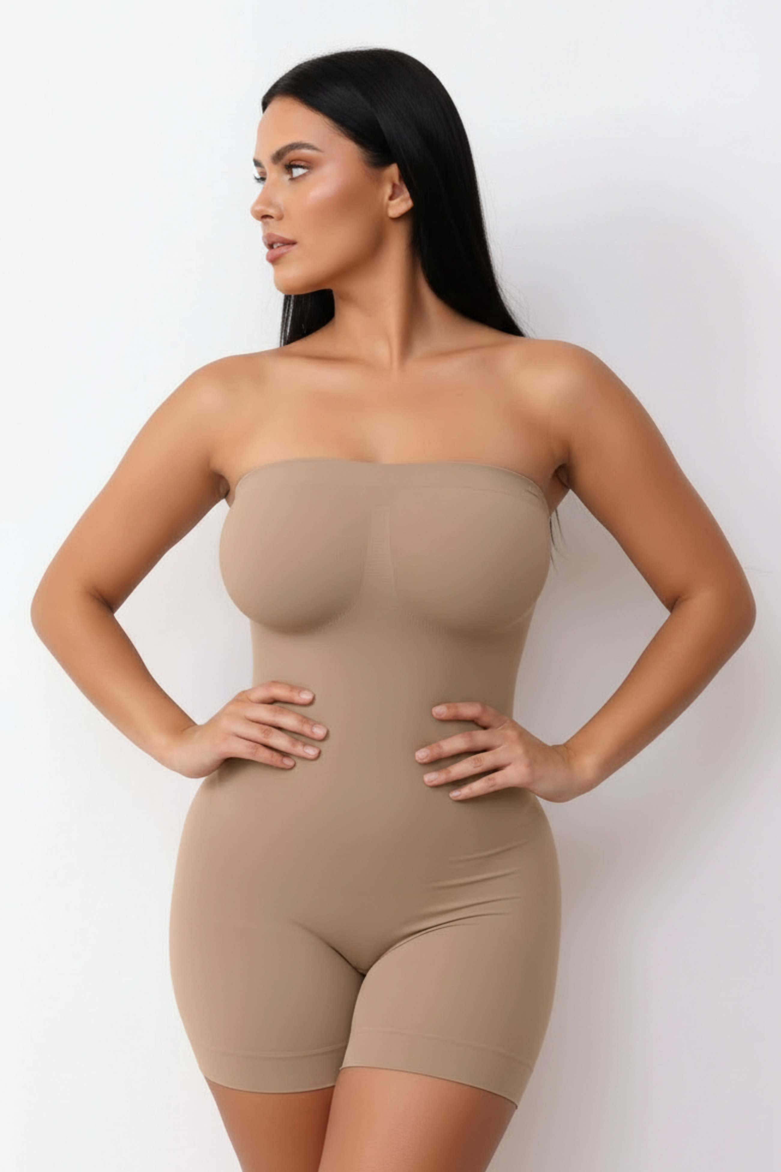 Sculpting Greige Tube Romper