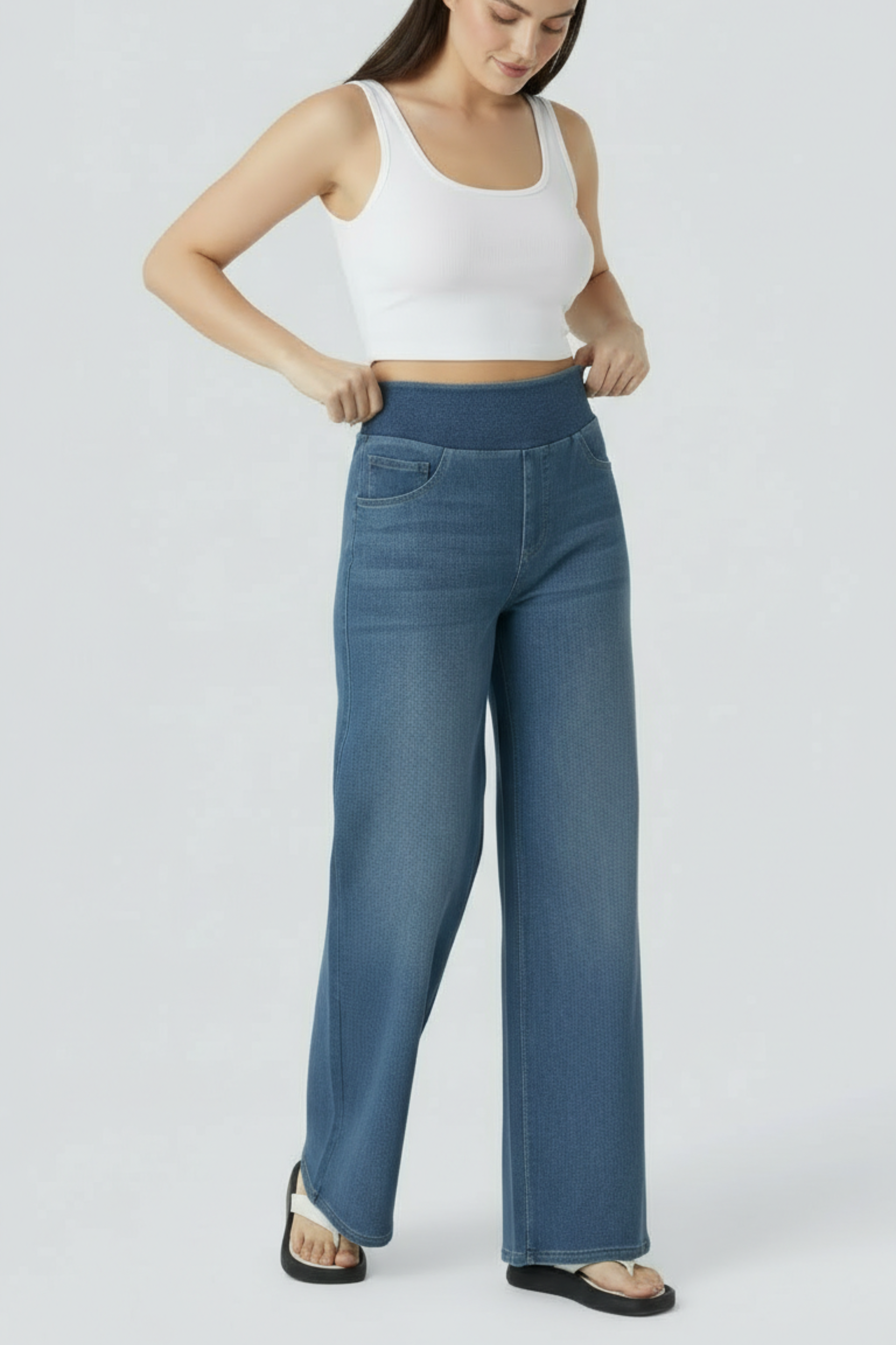 Relaxed Elastic-Waist Jeans