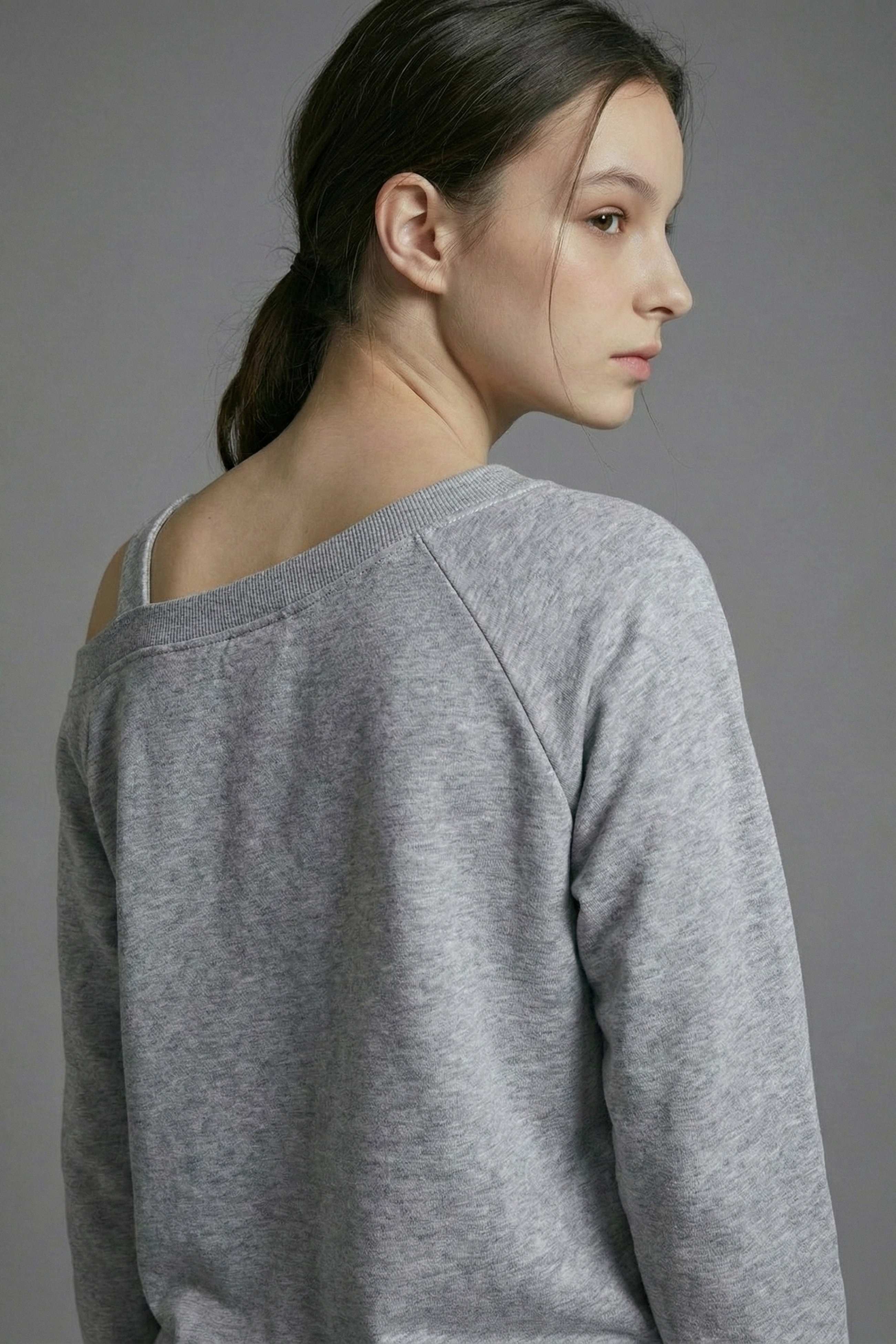 Asymmetrical Shoulder Long Sleeve Sweatshirt 