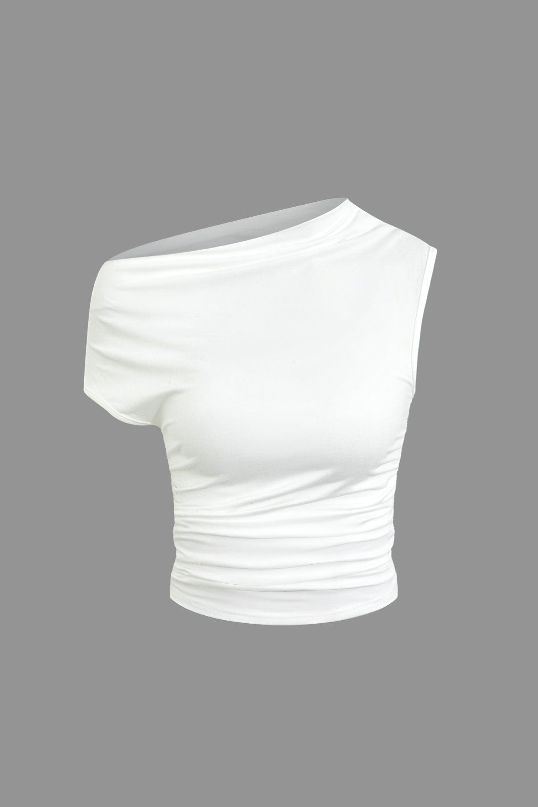 Simple asymmetrical ruffle crop top and tie mini skirt set 