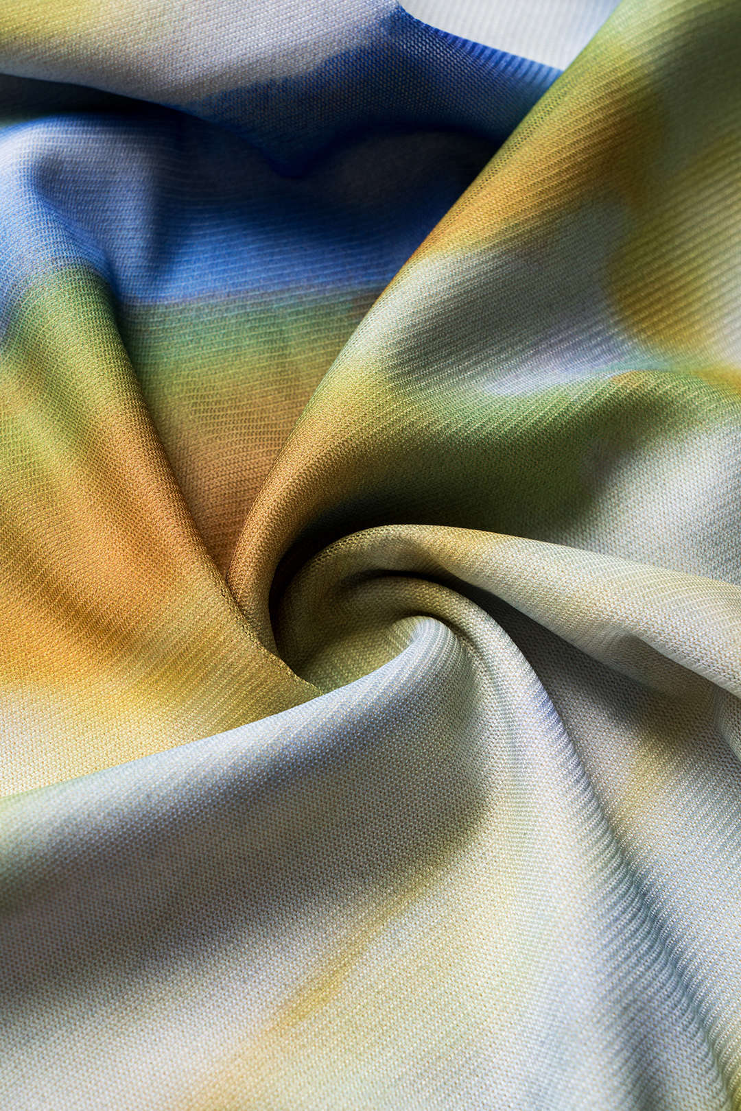 Abstract print mesh ruffled cut-out mini dress with long sleeves 