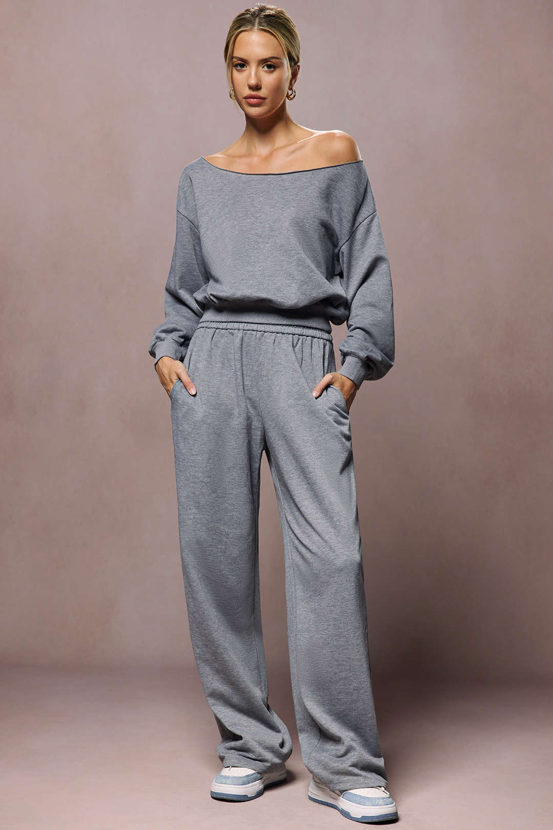 Asymmetric top and pants set