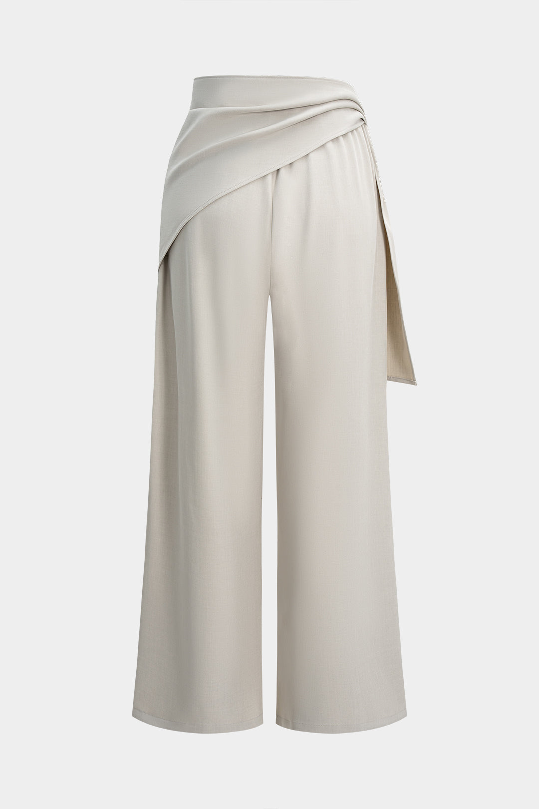 Asymmetrical Ruched Wide Leg Pants 