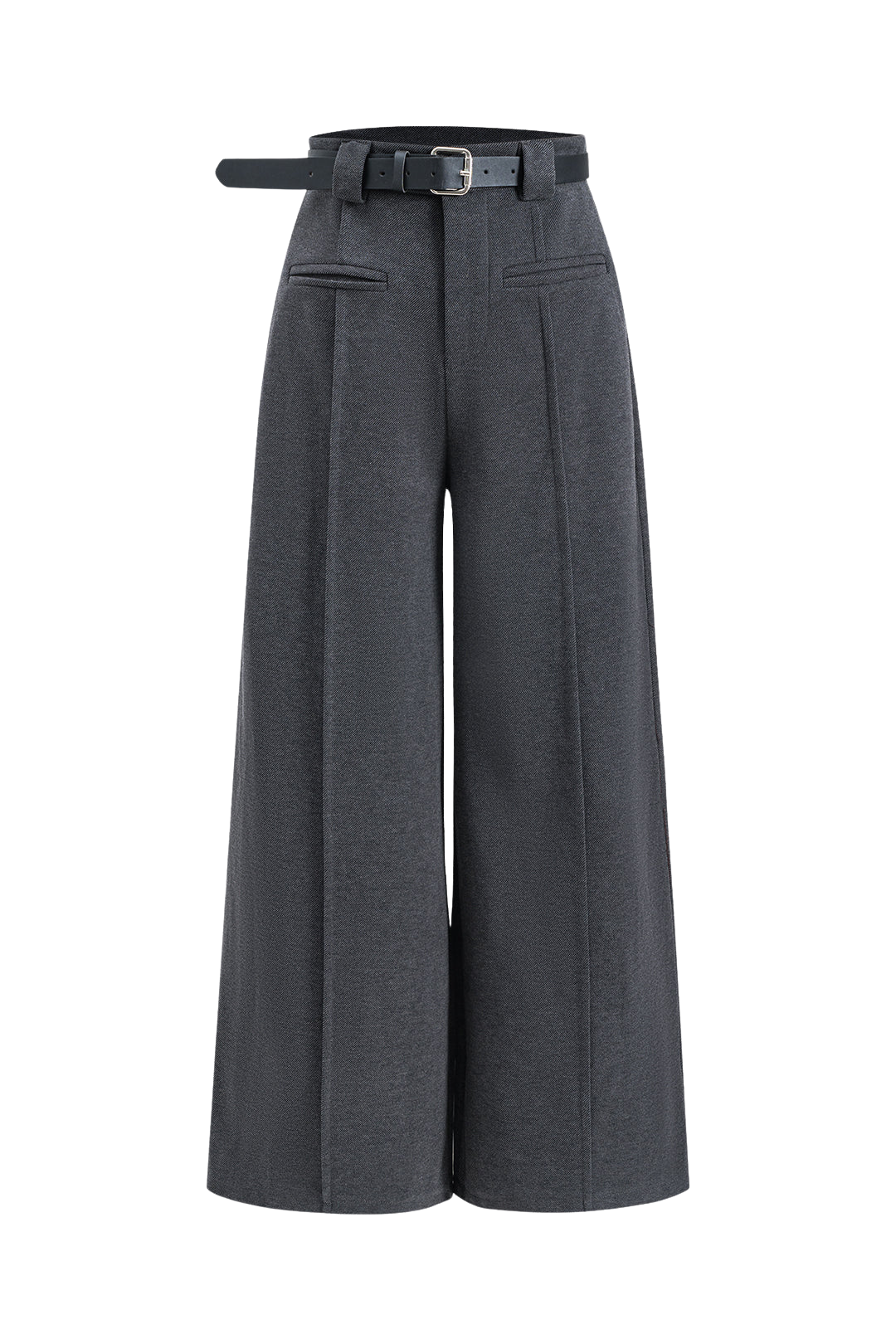 Belted Button Pocket Wide Leg Pants 