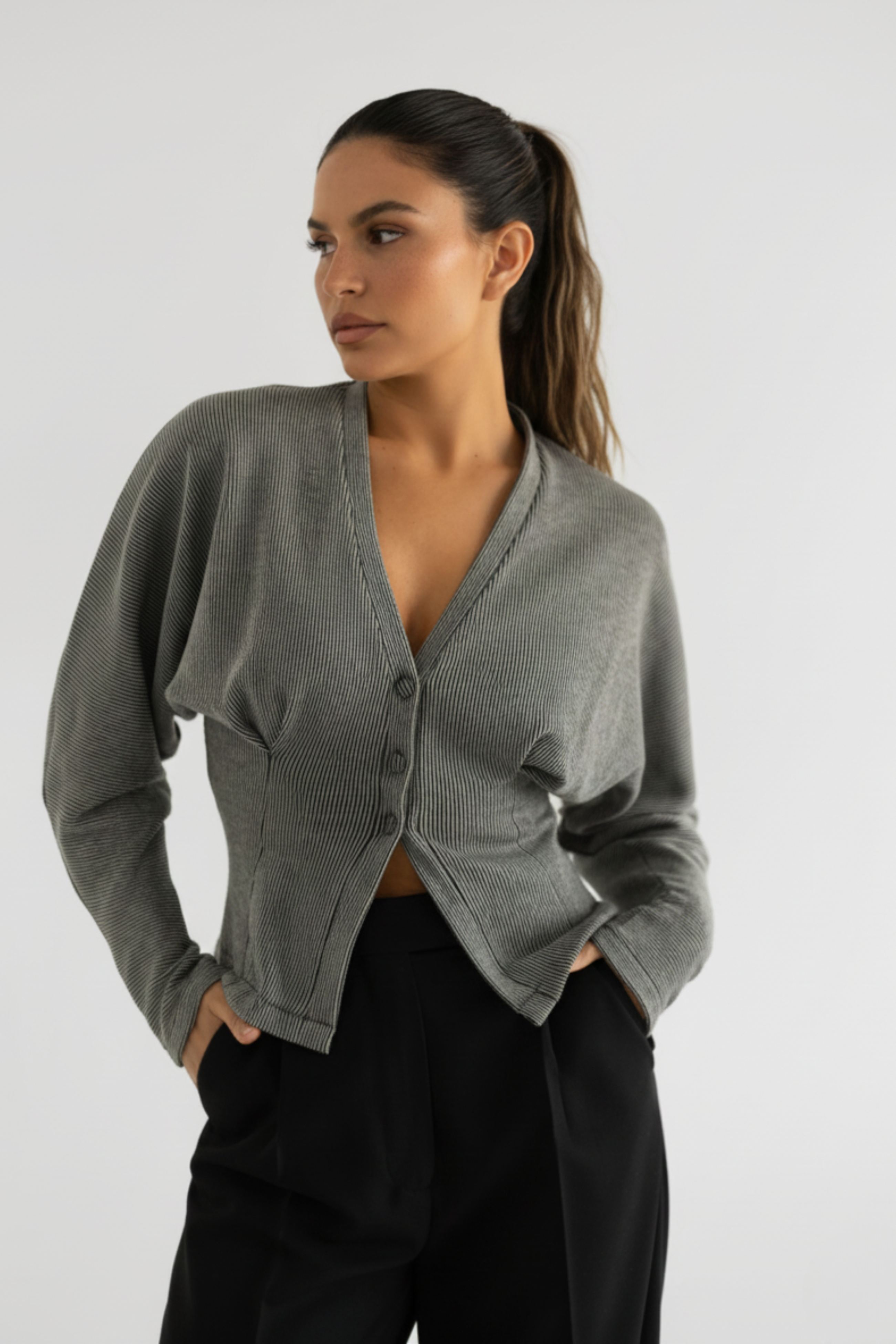 Women’s Cotton Corset-Inspired Cardigan – Sculpting Comfort with Relaxed Sleeves