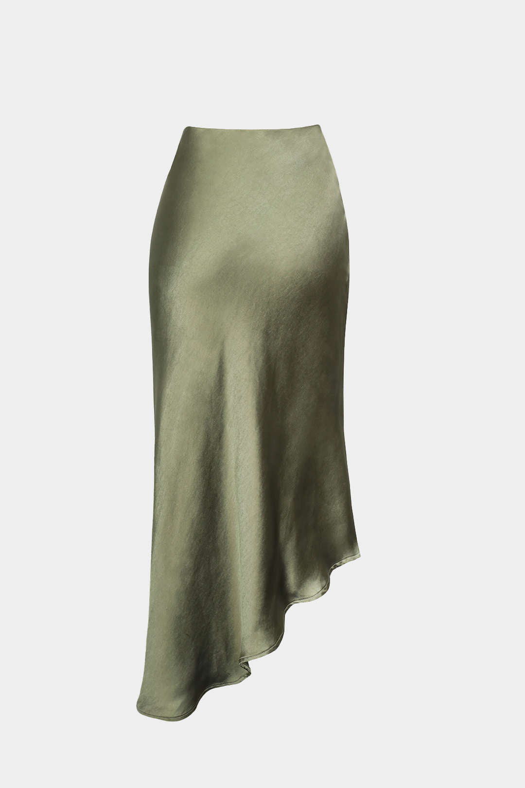Decorative skirt with asymmetric hem and split button 