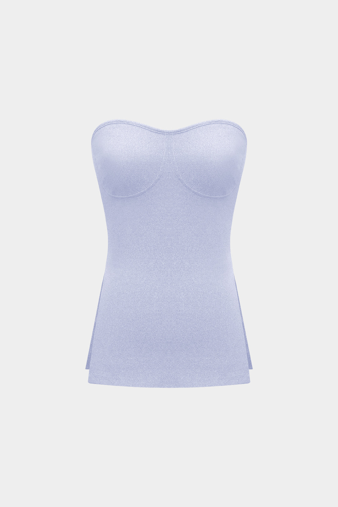 Basic Solid Breath Split Strapless Top and Shorts Set 