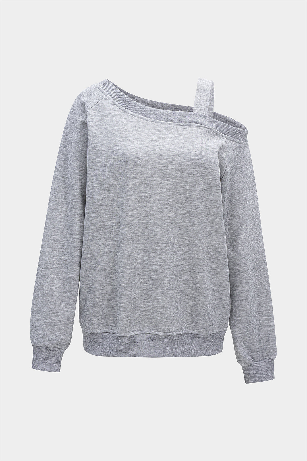 Asymmetrical Shoulder Long Sleeve Sweatshirt 