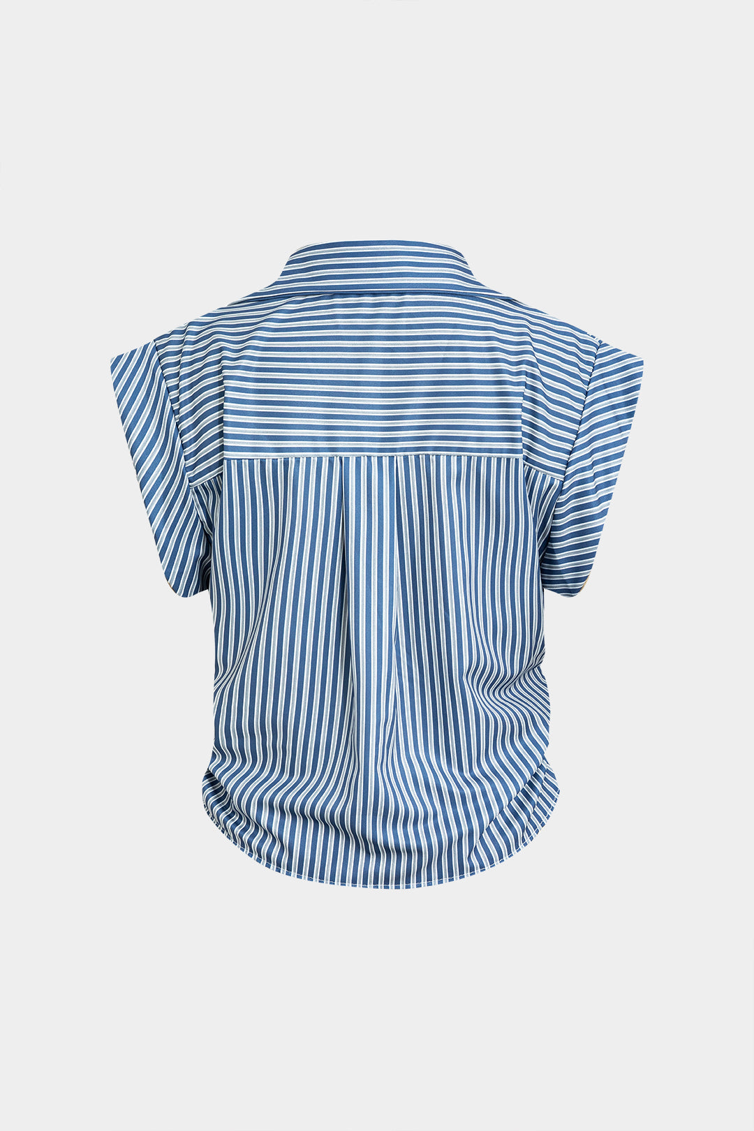 Basic button-down shirt with cap sleeves and striped print 