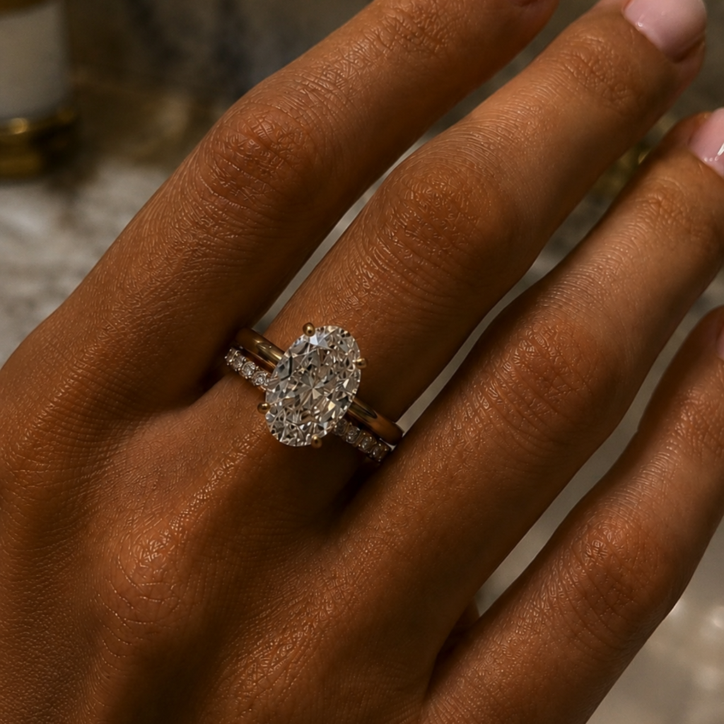 Oval Diamond Ring | 925 Sterling Silver