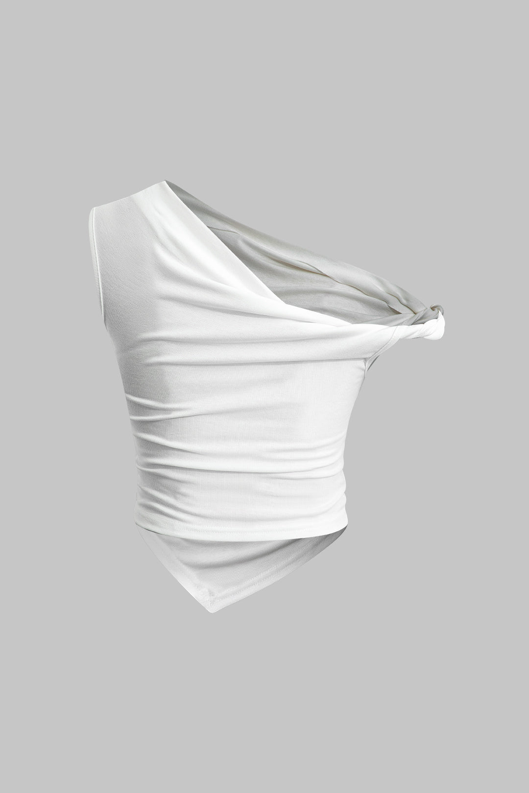 Simple asymmetrical twist ruffle t-shirt 