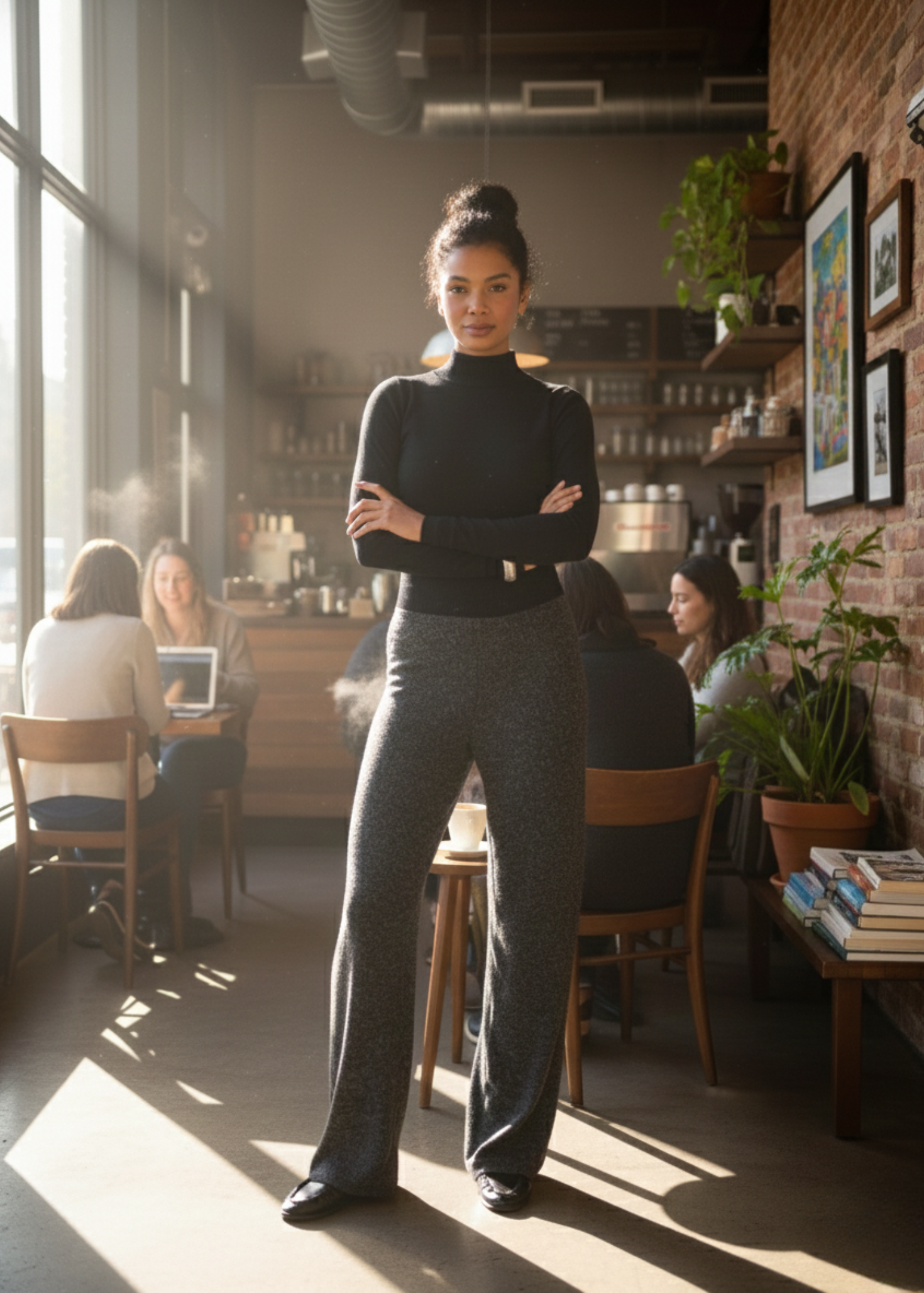 2nd Skin Knitted Mid-Neck Sweater - Beige 