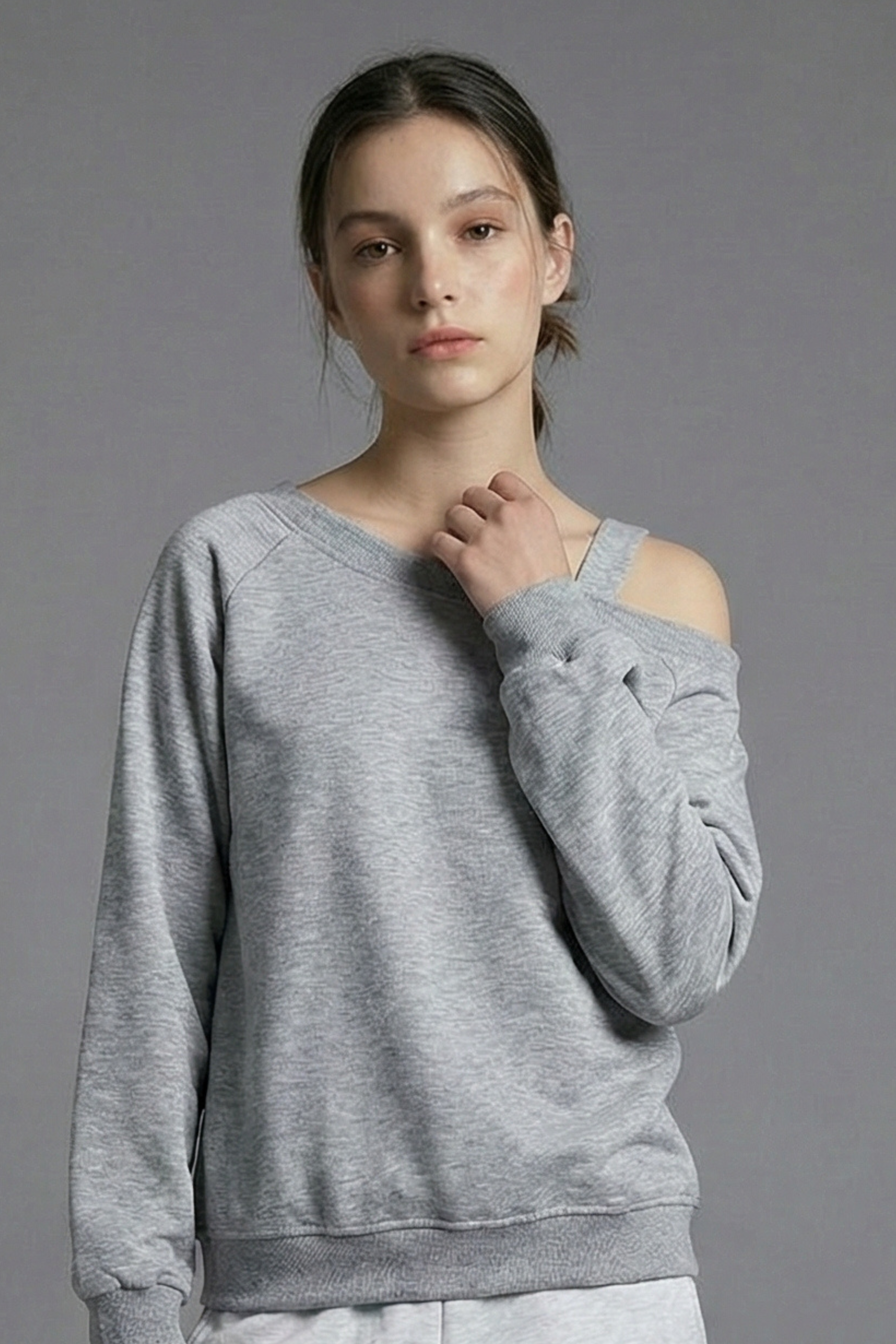 Women’s Soft Fleece One-Shoulder Sweatshirt – Relaxed Everyday Essential