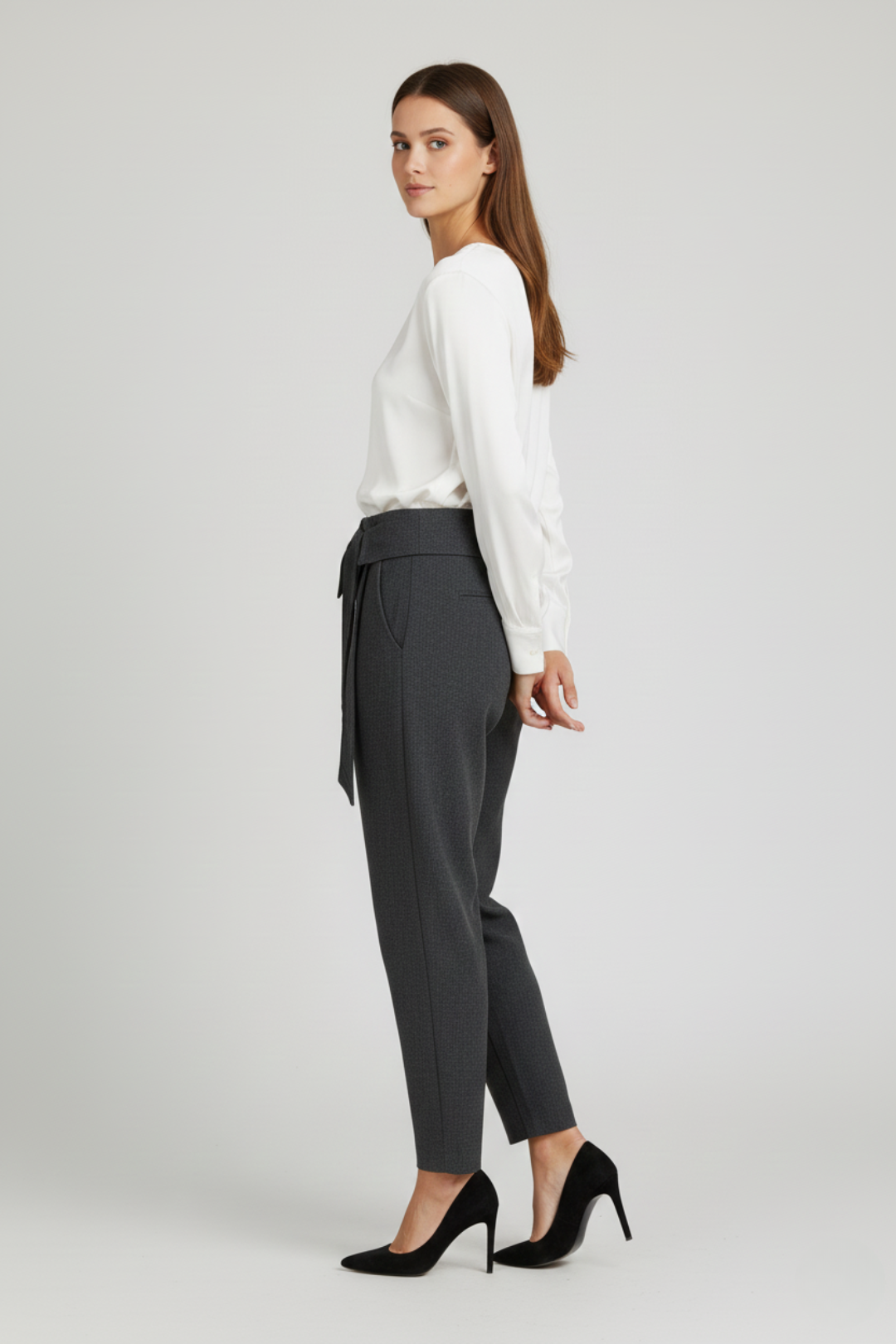 Asymmetrical Tie-Up High Waist Pants 