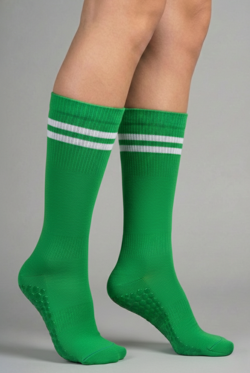 Premium Cotton Stripe Mid-Calf Grip Socks