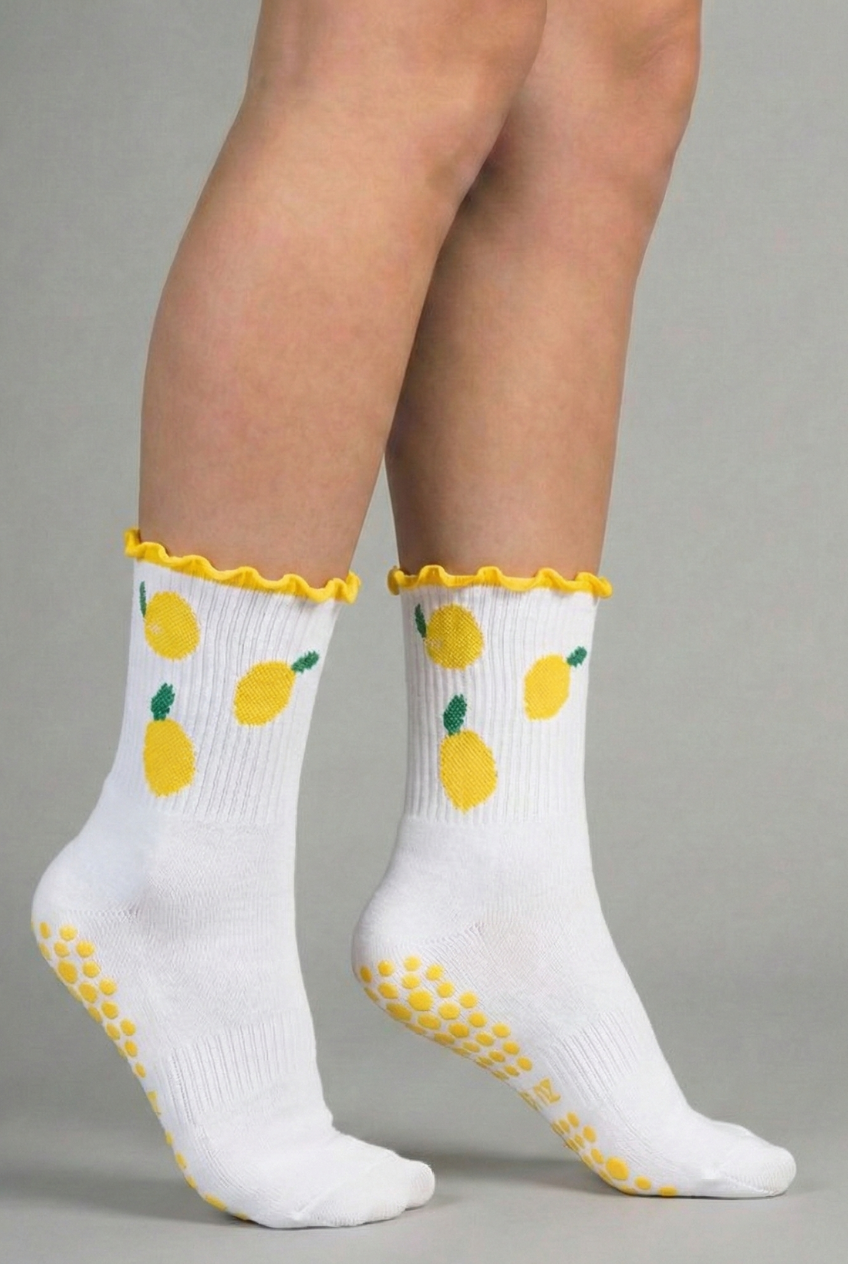 Comfort Lemon-Accent Grip Socks