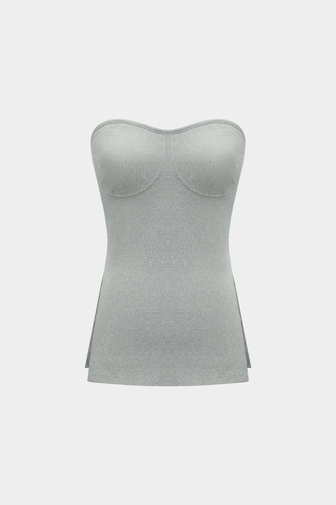 Basic Solid Breath Split Strapless Top and Shorts Set 