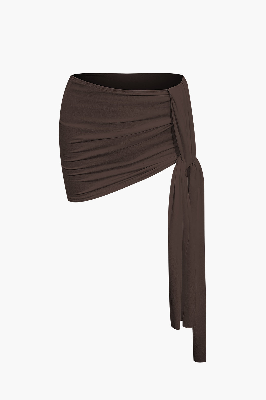 Simple asymmetrical ruffle crop top and tie mini skirt set 