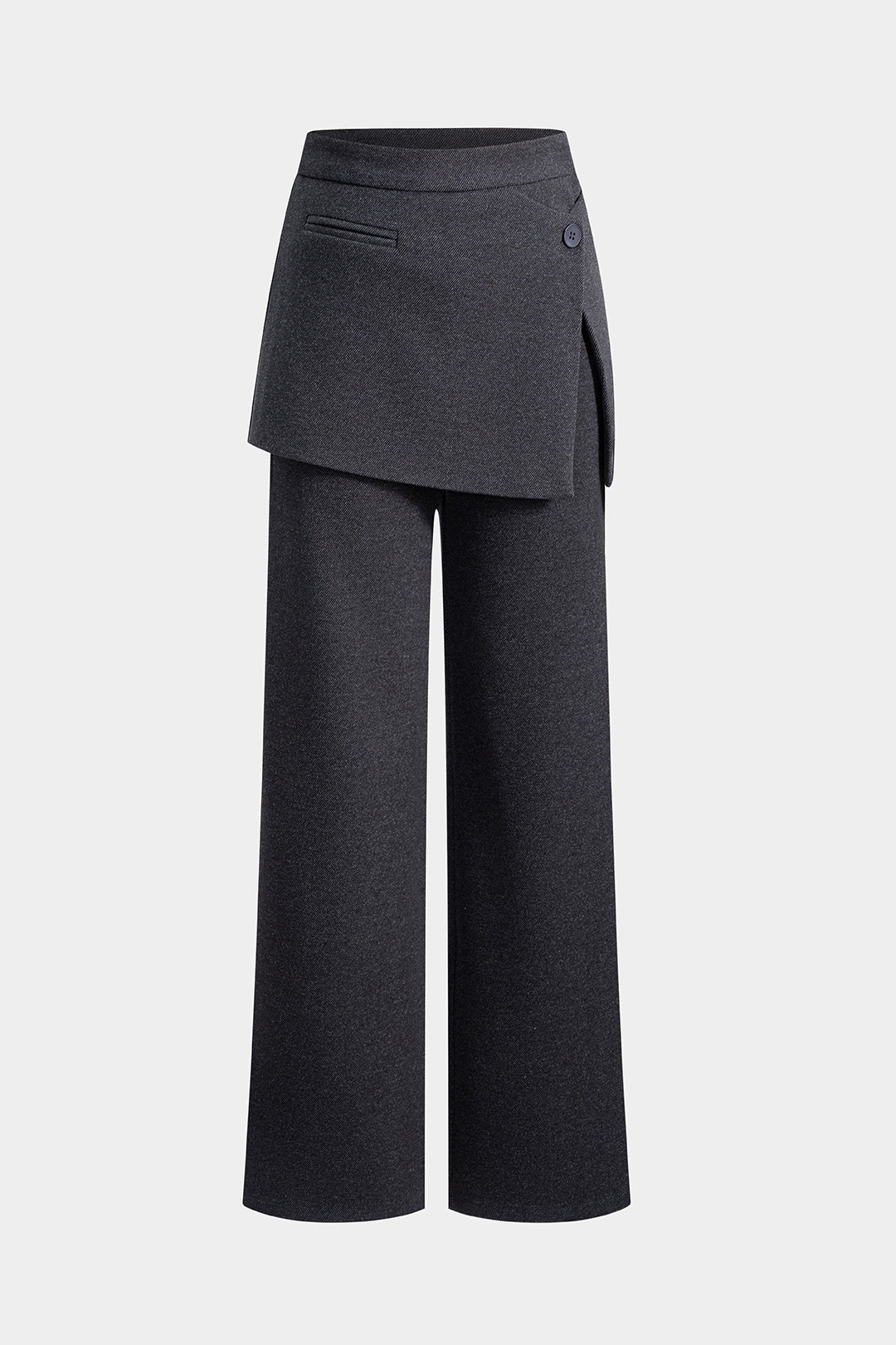 Women’s Asymmetrical Button Straight Leg Pants – Elegant Twill Cloth Design for Work & Daily Wear