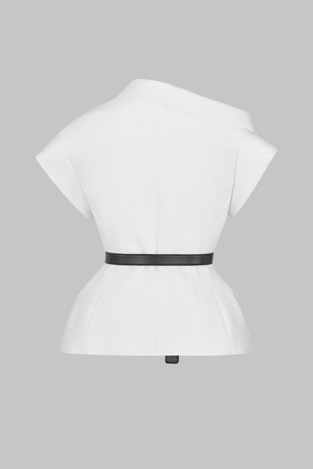Asymmetrical Neck Belted Vest