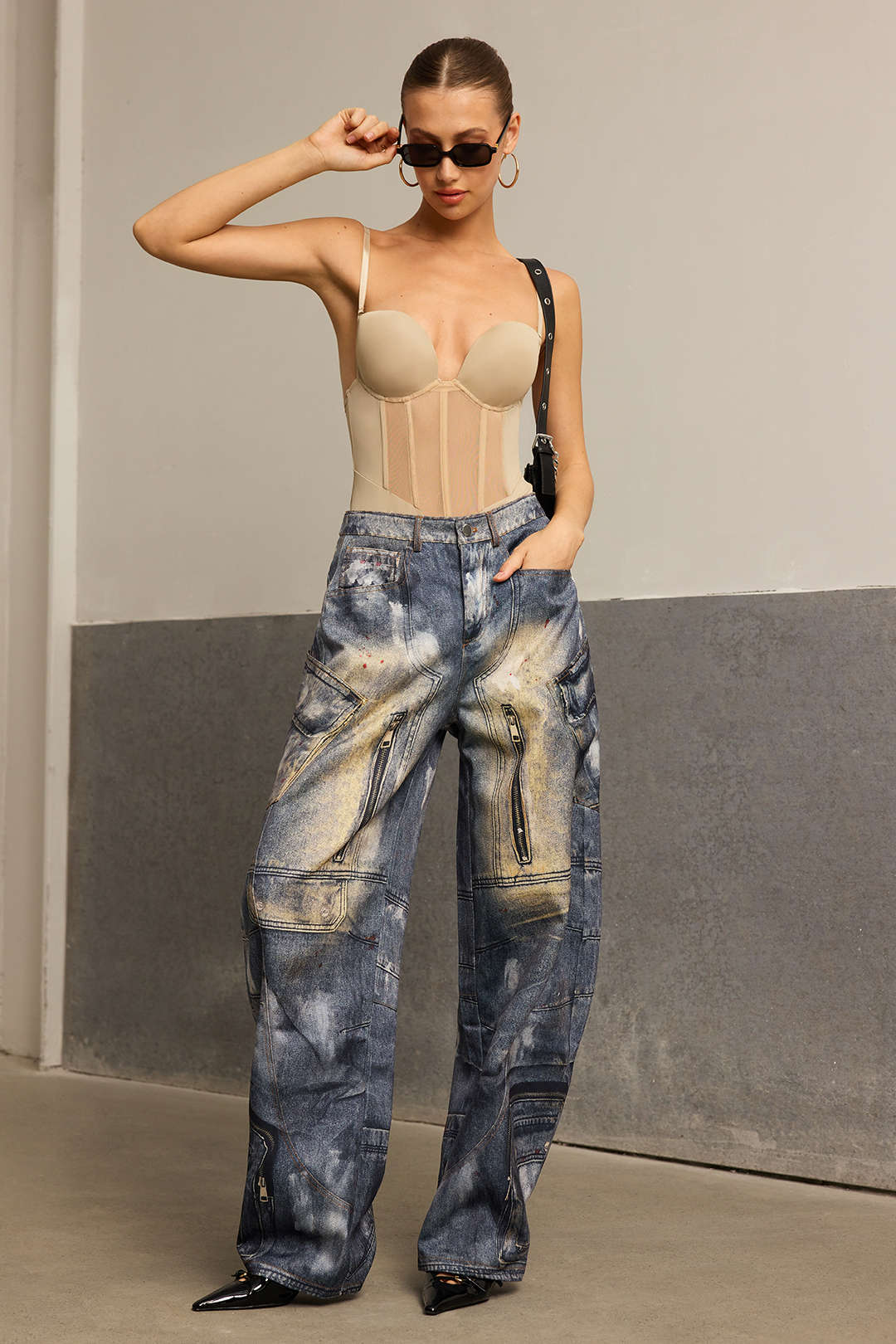 Abstract print Pocket Barrel pants 