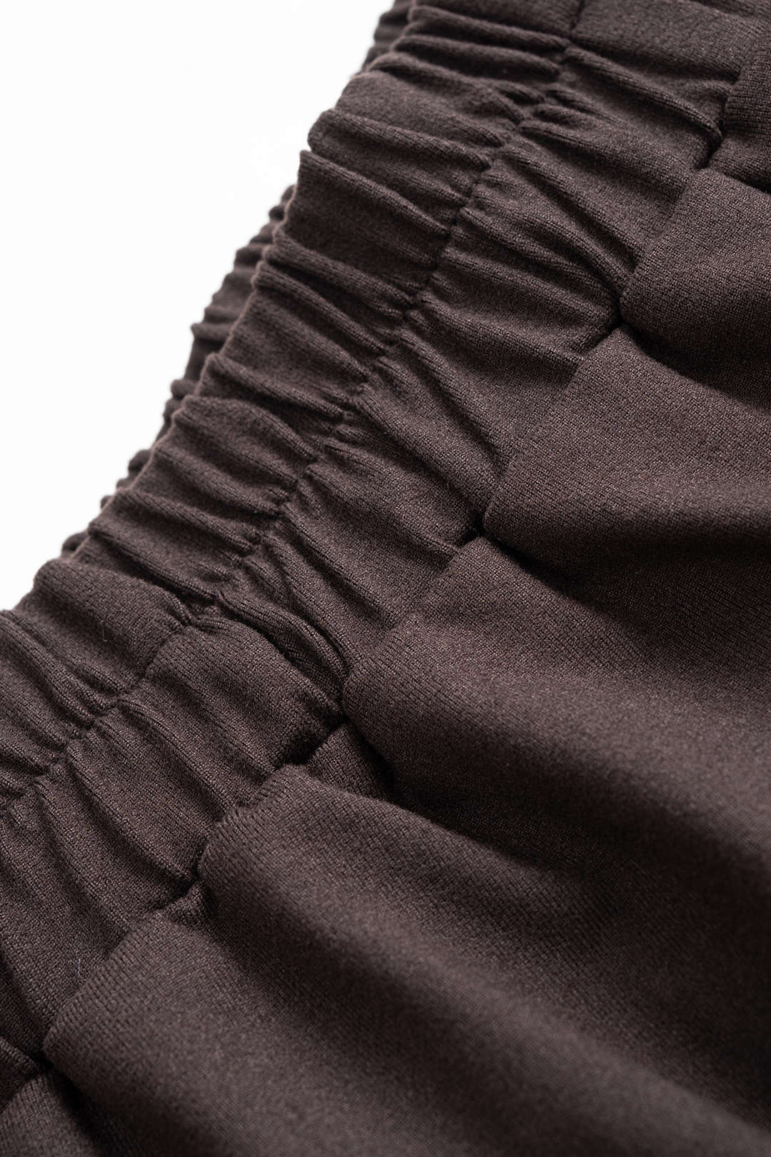 Basic Round Neck Long-Sleeve Top And Shirred Waistband Wide Leg Pants Set 