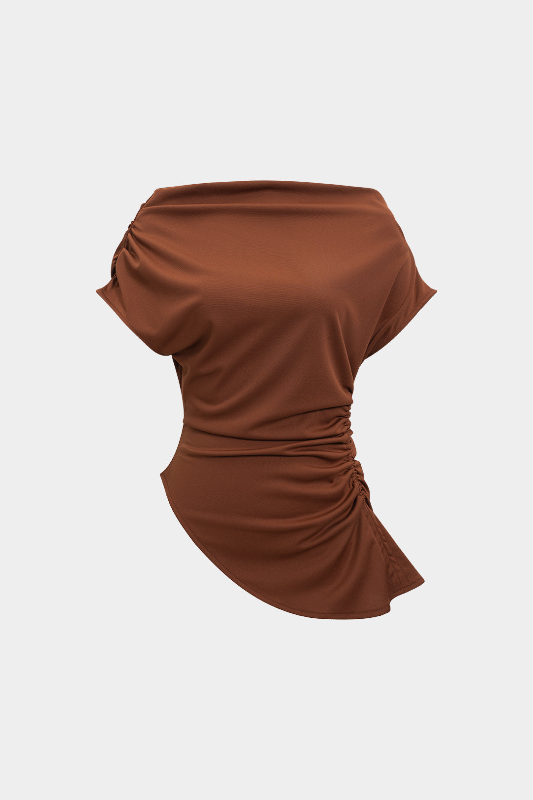 Asymmetrical Ruched Short Sleeve T-Shirt 