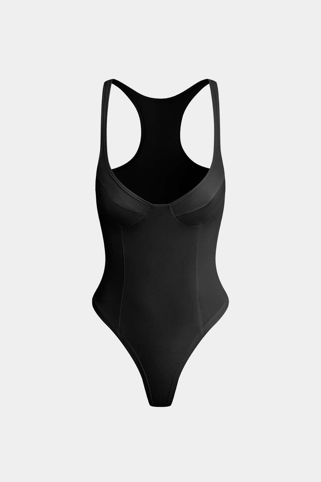 Basic Solid Deep-V Neck Bustier Bodysuit 