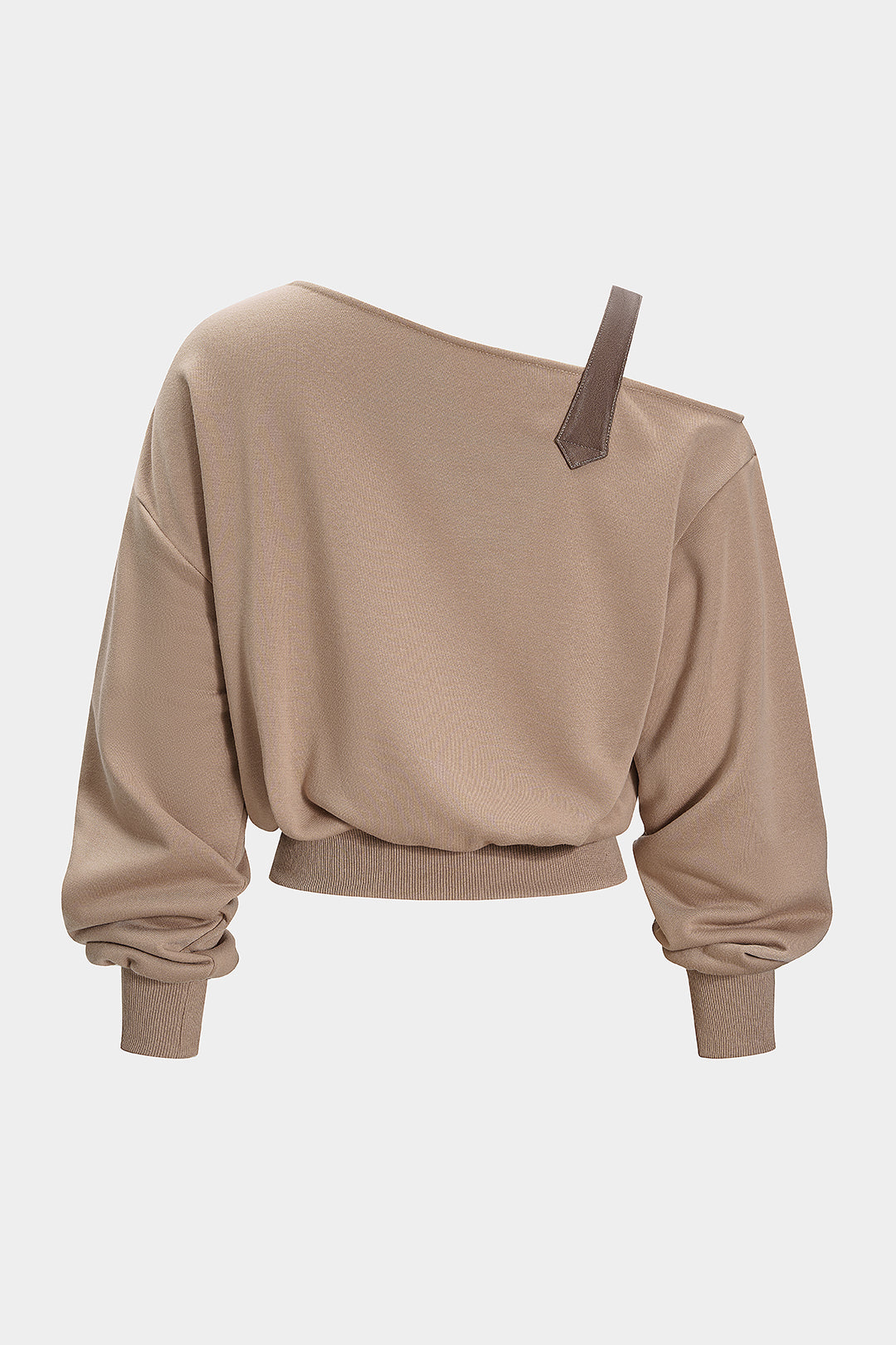 Women’s Asymmetrical One-Shoulder Sweatshirt – Casual Chic with Belt Detail