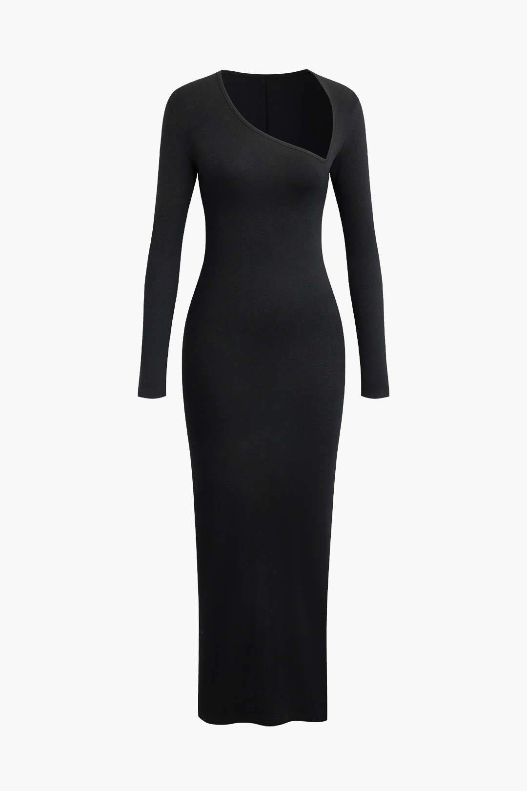 Asymmetrical maxi dress with neck slit 
