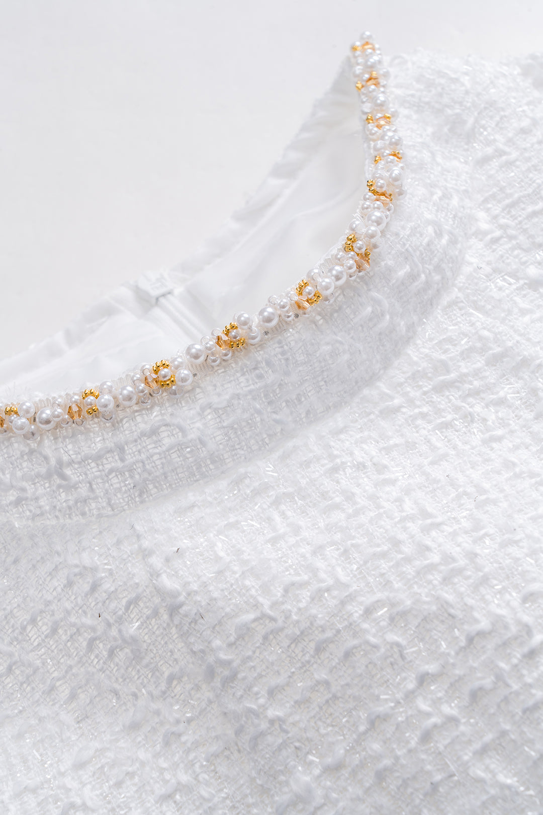 Bead Fake Pocket Zipper Mini Dress with Short Sleeves 